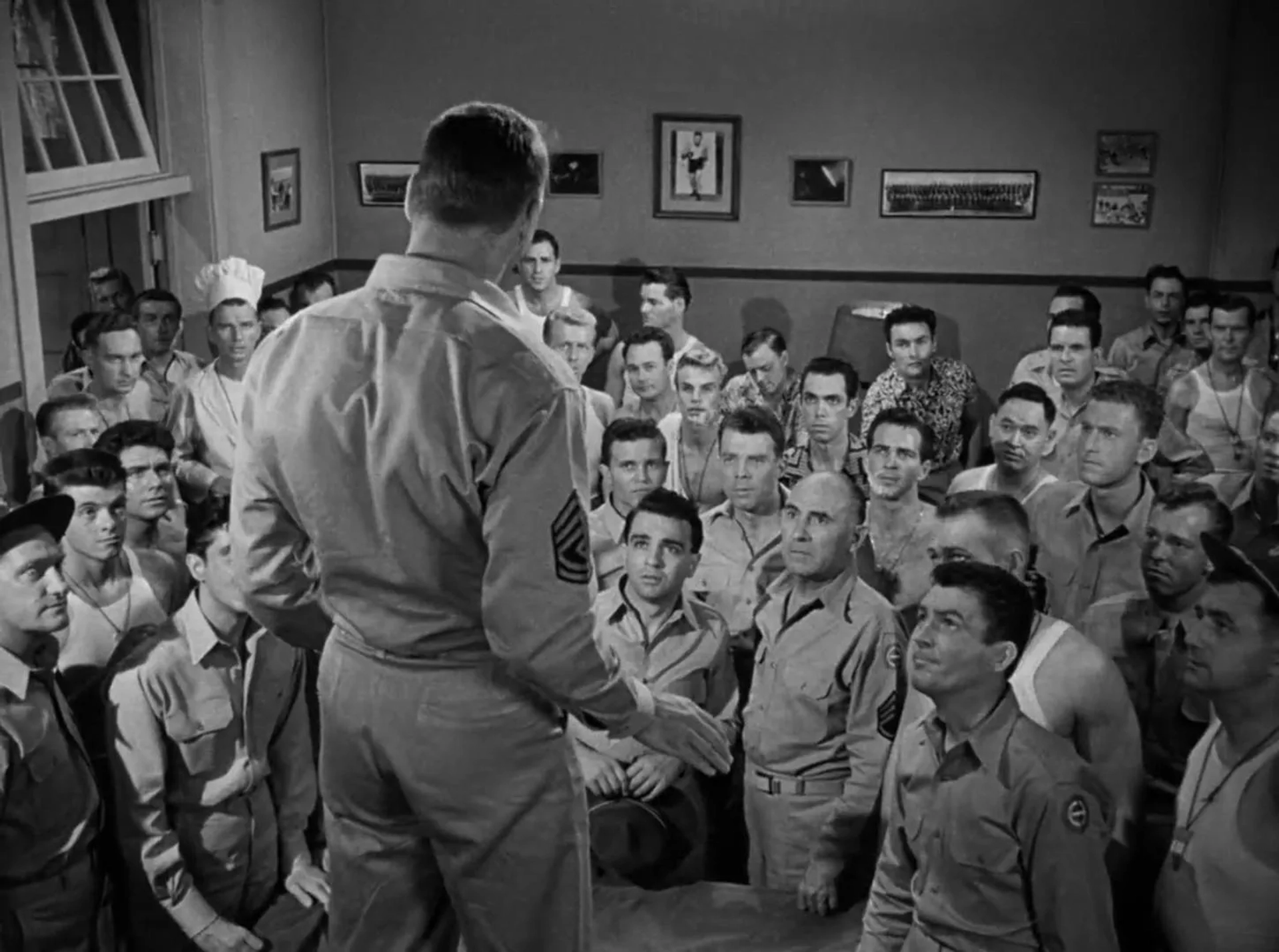 Burt Lancaster, Montgomery Clift, Tim Ryan, and Jack Warden in From Here to Eternity (1953)