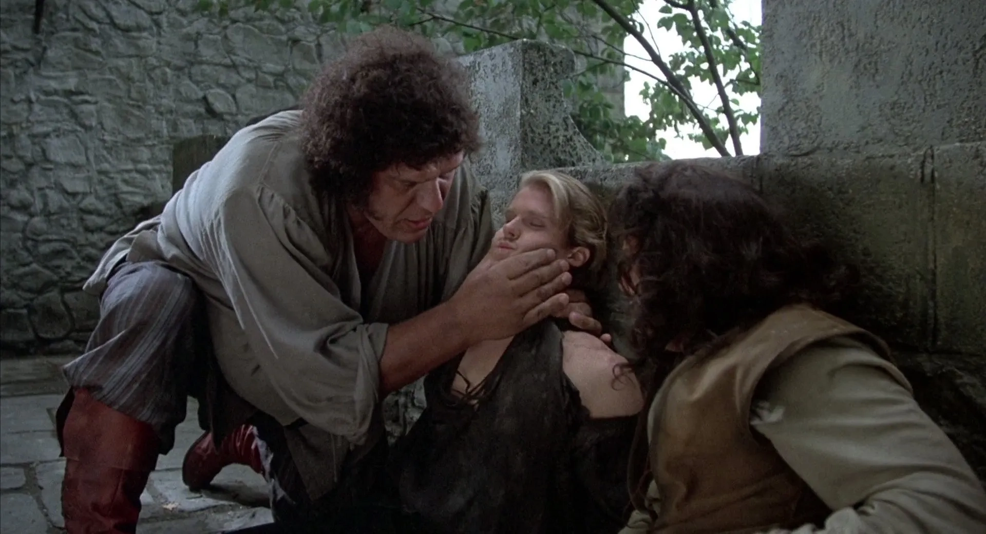 Cary Elwes, André René Roussimoff, and Mandy Patinkin in The Princess Bride (1987)