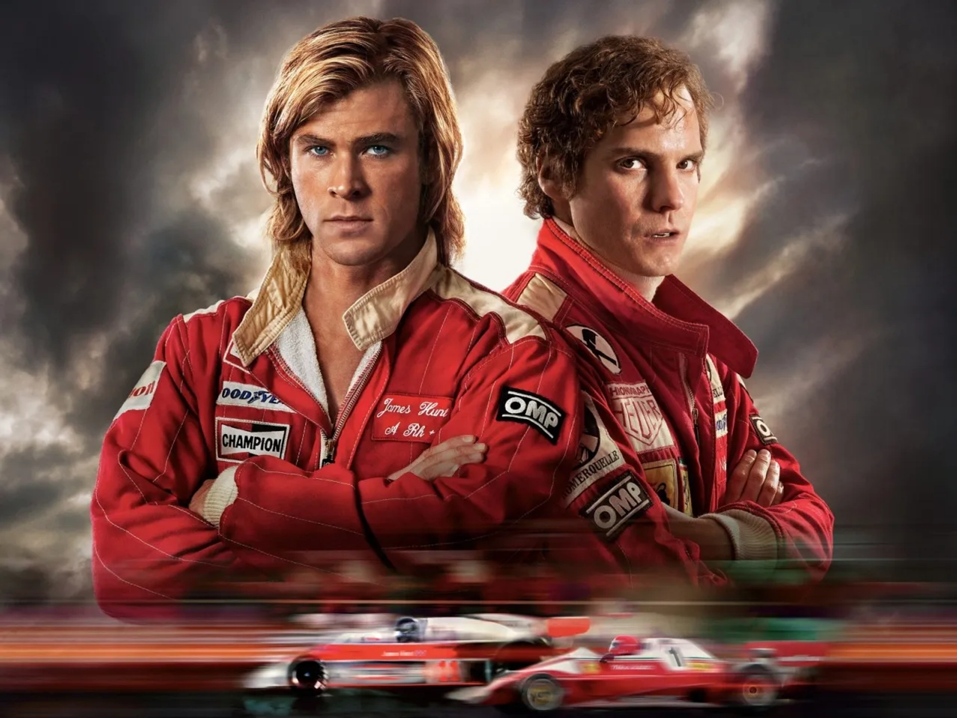 Daniel Brühl and Chris Hemsworth in Rush (2013)