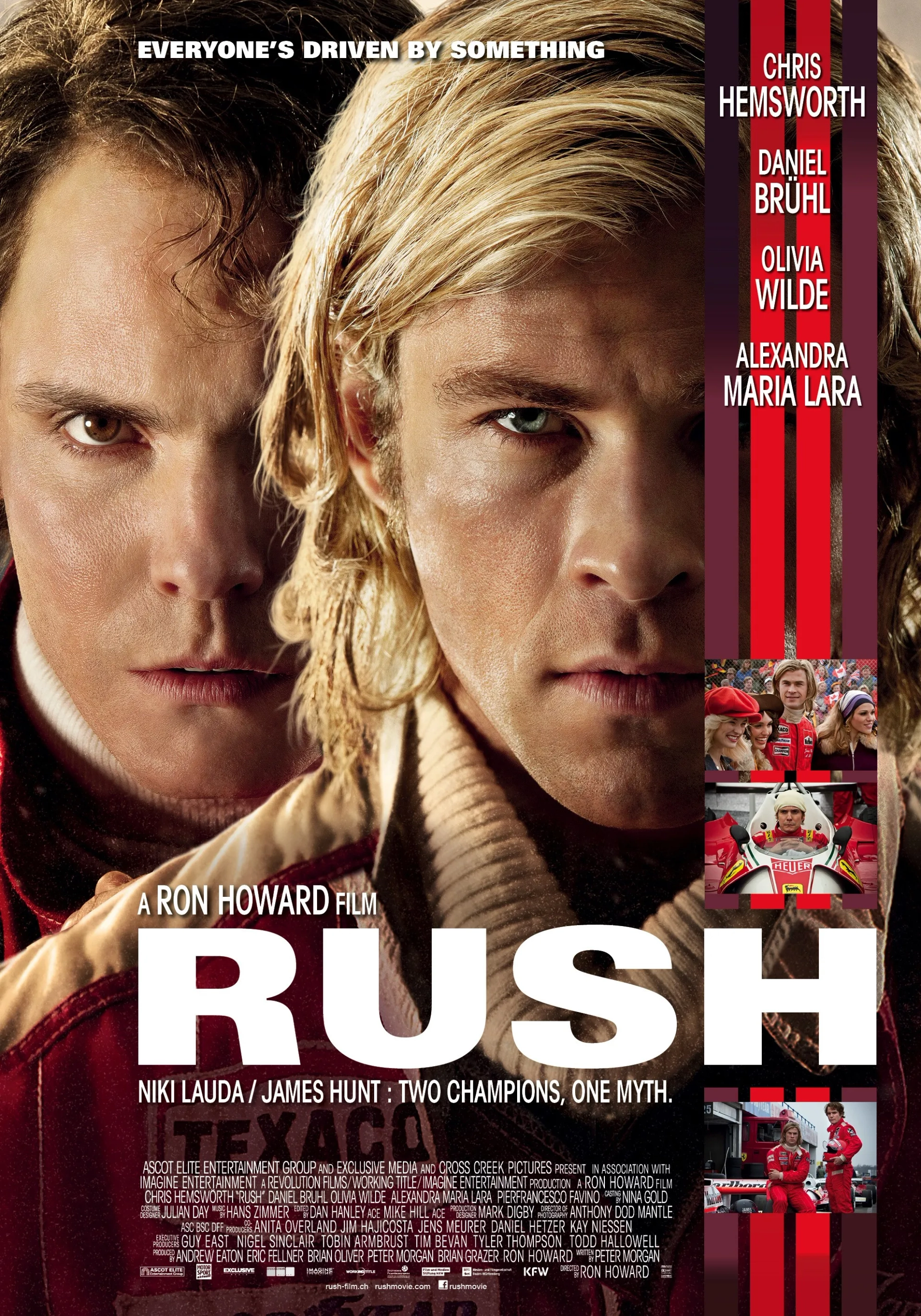 Daniel Brühl and Chris Hemsworth in Rush (2013)