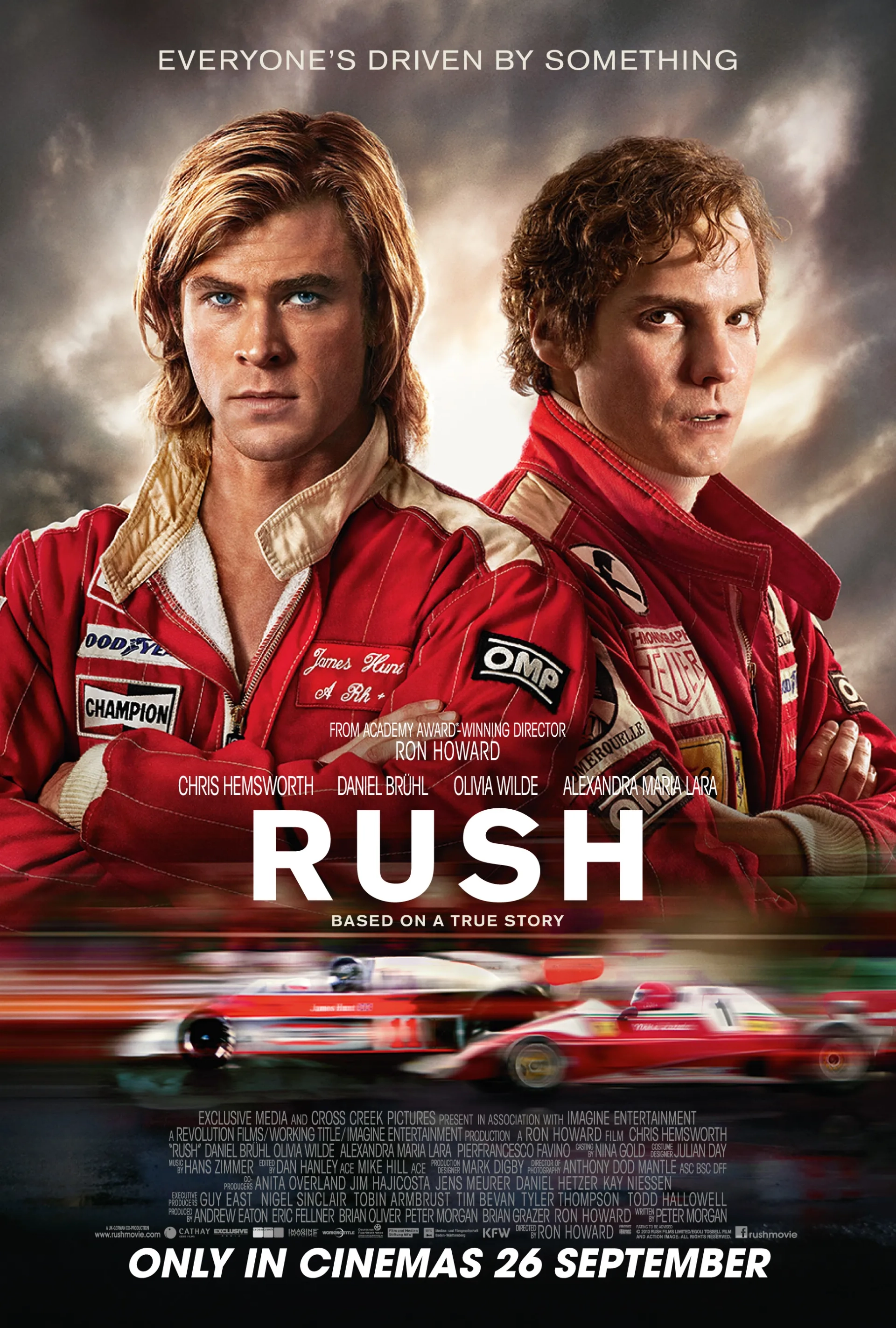 Daniel Brühl and Chris Hemsworth in Rush (2013)