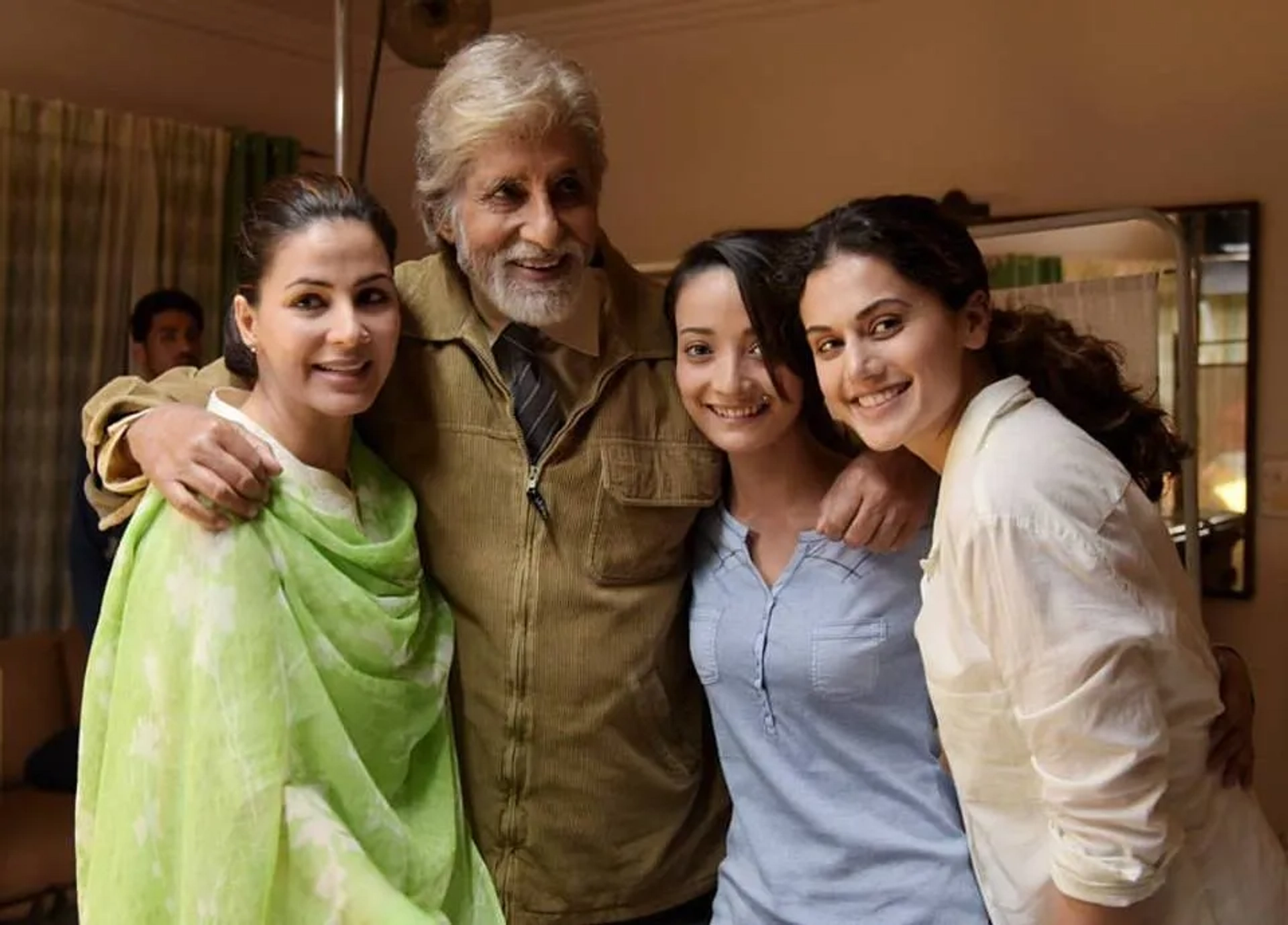 Amitabh Bachchan, Taapsee Pannu, Kirti Kulhari, and Andrea Tariang in Pink (2016)