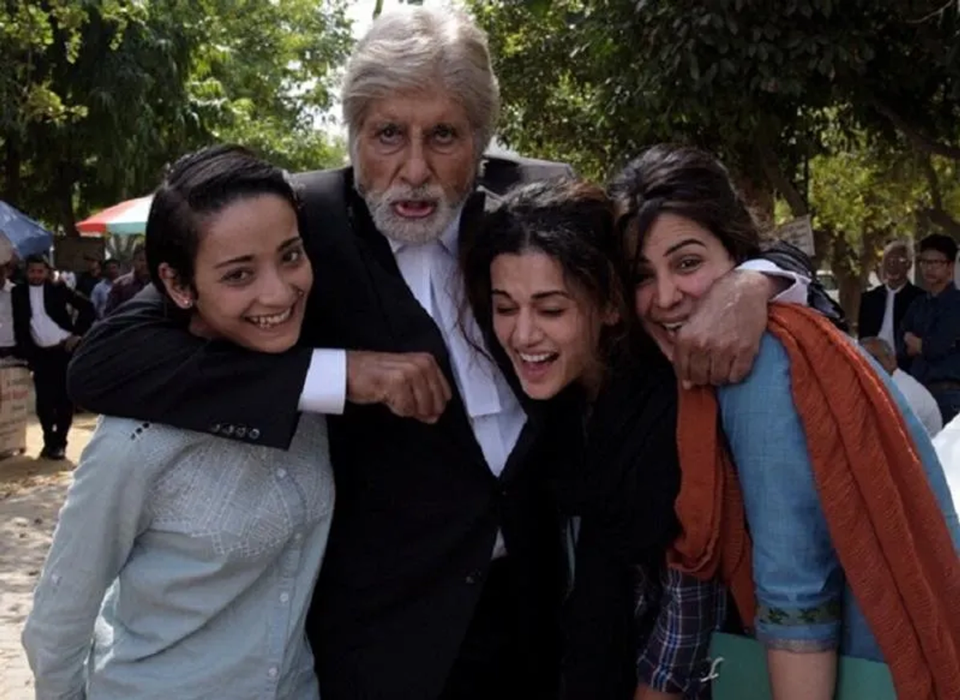 Amitabh Bachchan, Taapsee Pannu, Kirti Kulhari, and Andrea Tariang in Pink (2016)