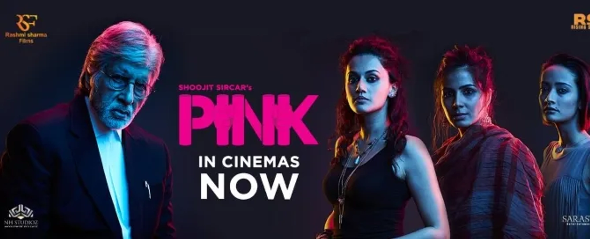 Amitabh Bachchan, Taapsee Pannu, Kirti Kulhari, and Andrea Tariang in Pink (2016)