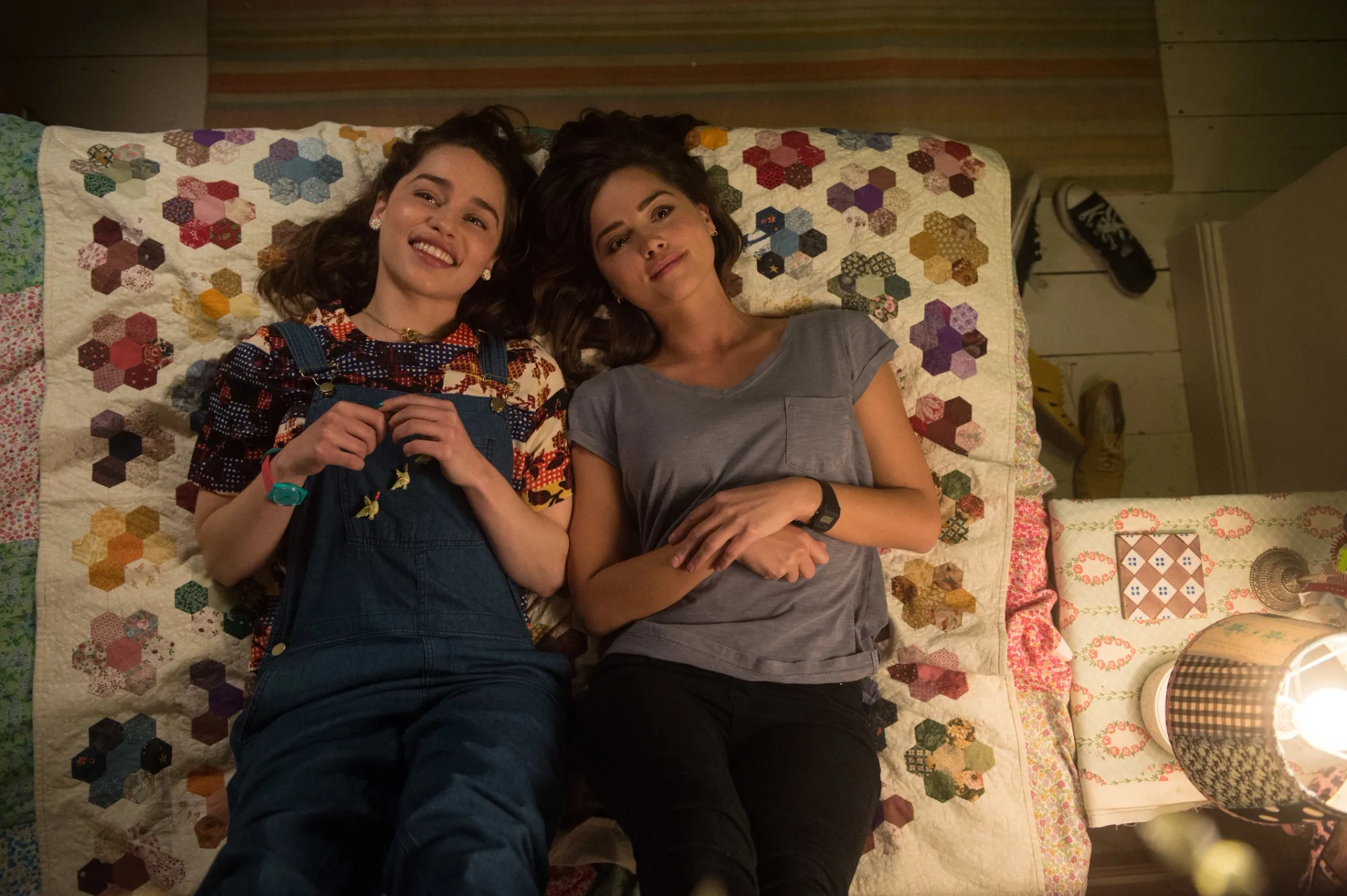 Jenna Coleman and Emilia Clarke in Me Before You (2016)
