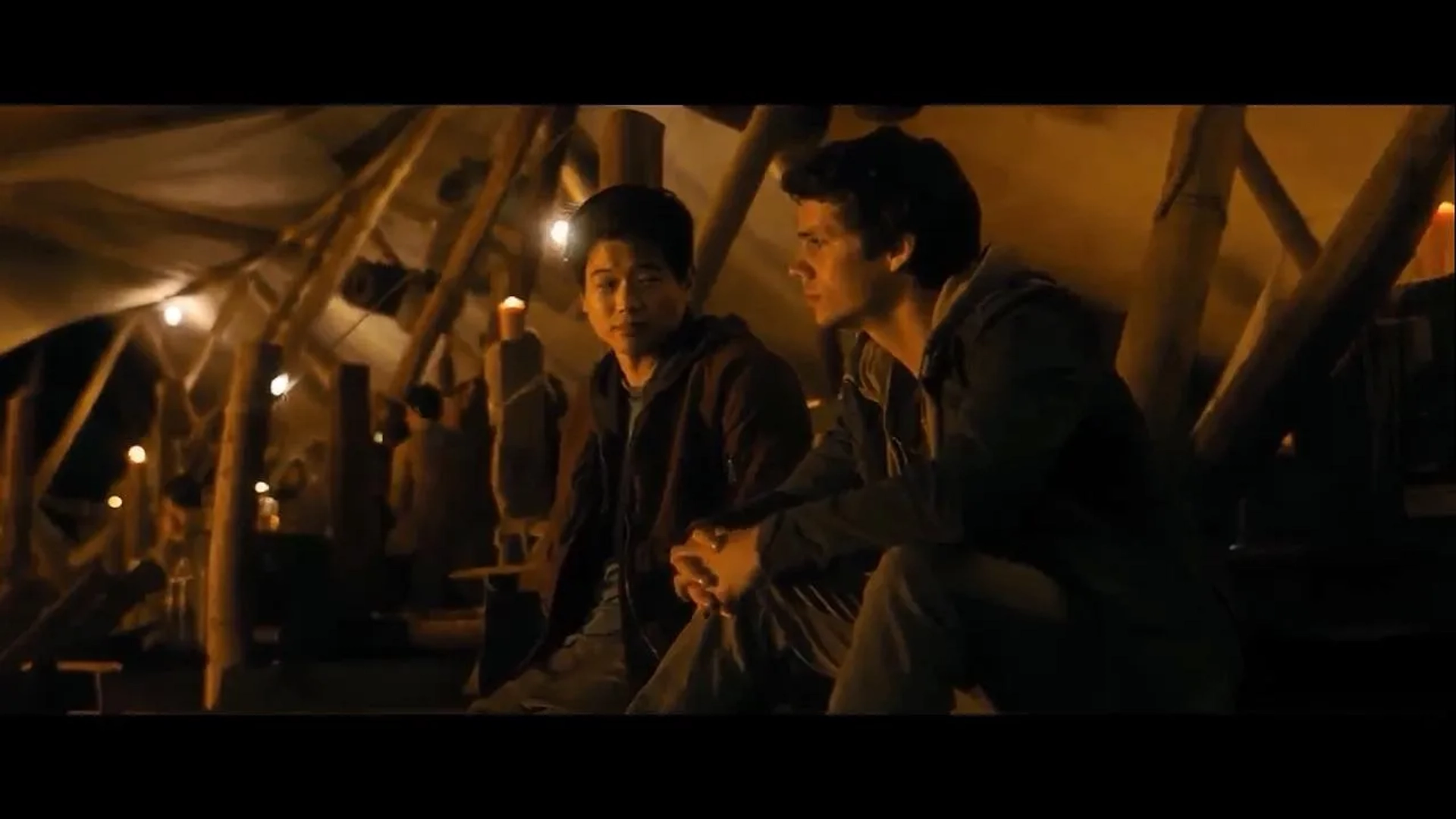 Dylan O'Brien and Ki Hong Lee in Maze Runner: The Death Cure (2018)