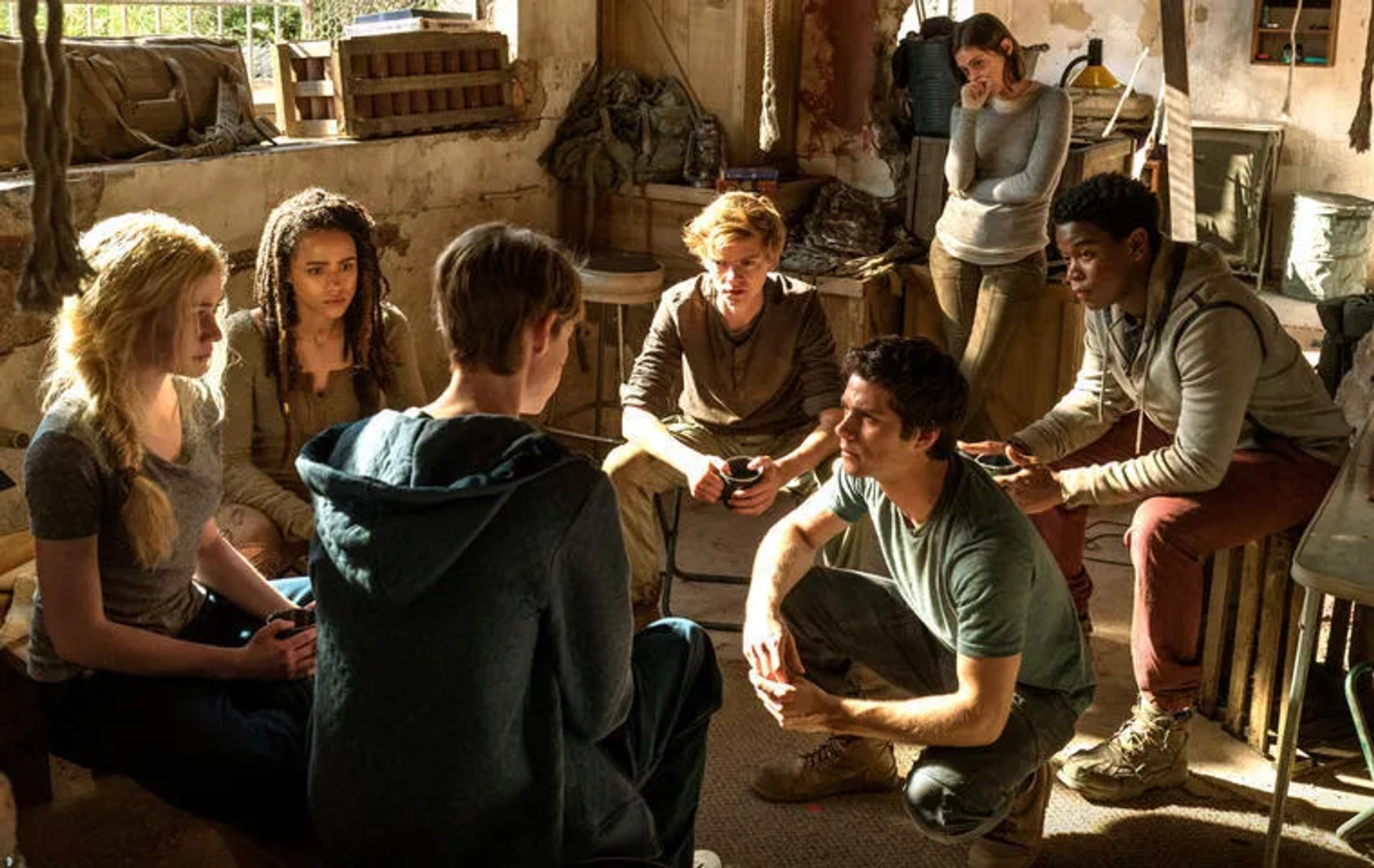 Thomas Brodie-Sangster, Dexter Darden, Nathalie Emmanuel, Katherine McNamara, Dylan O'Brien, Rosa Salazar, and Jacob Lofland in Maze Runner: The Death Cure (2018)