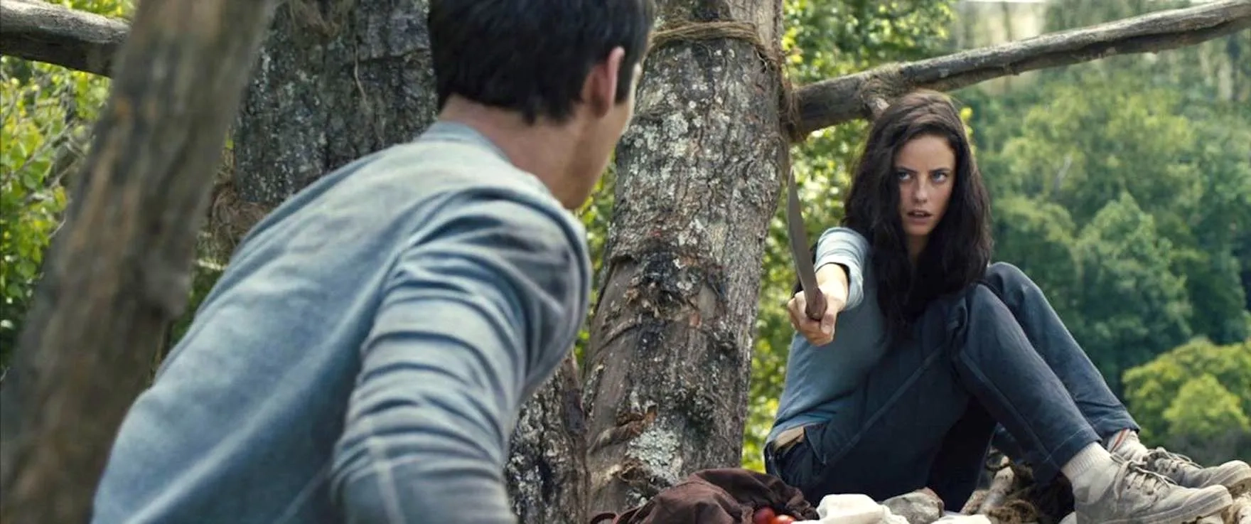 Kaya Scodelario and Dylan O'Brien in The Maze Runner (2014)