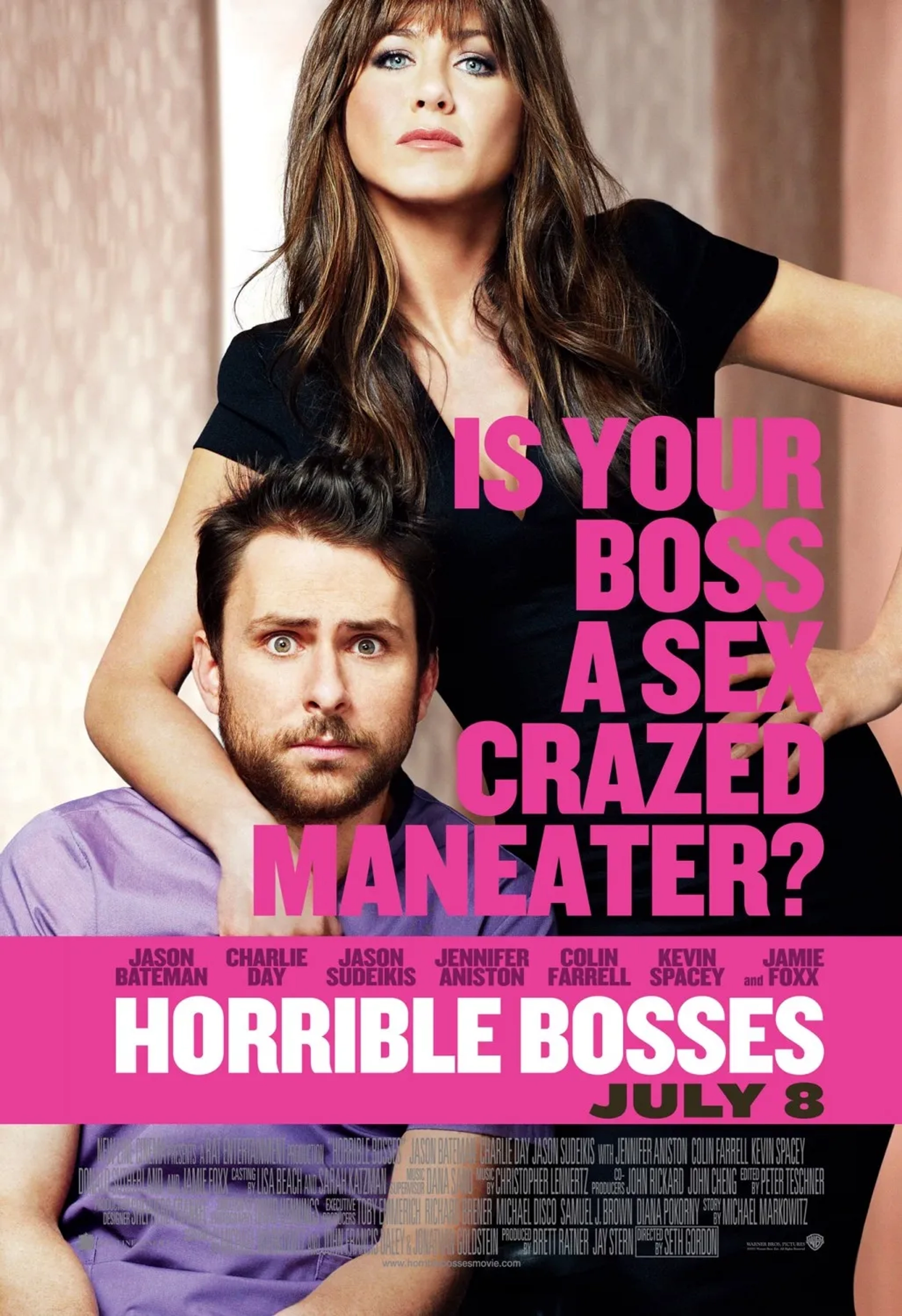 Jennifer Aniston and Charlie Day in Horrible Bosses (2011)