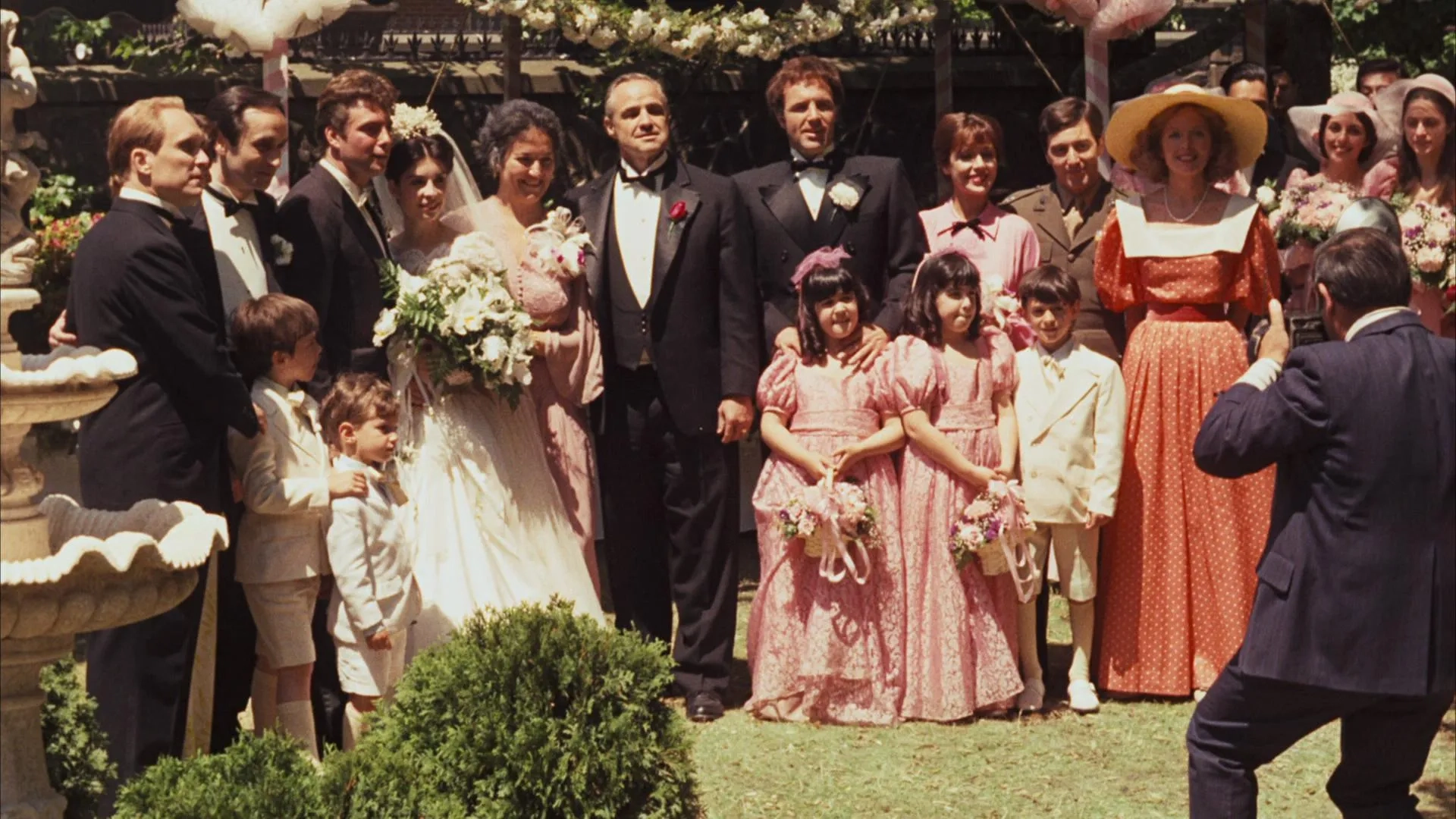 Marlon Brando, Al Pacino, Robert Duvall, Diane Keaton, James Caan, John Cazale, Talia Shire, and Gianni Russo in The Godfather (1972)