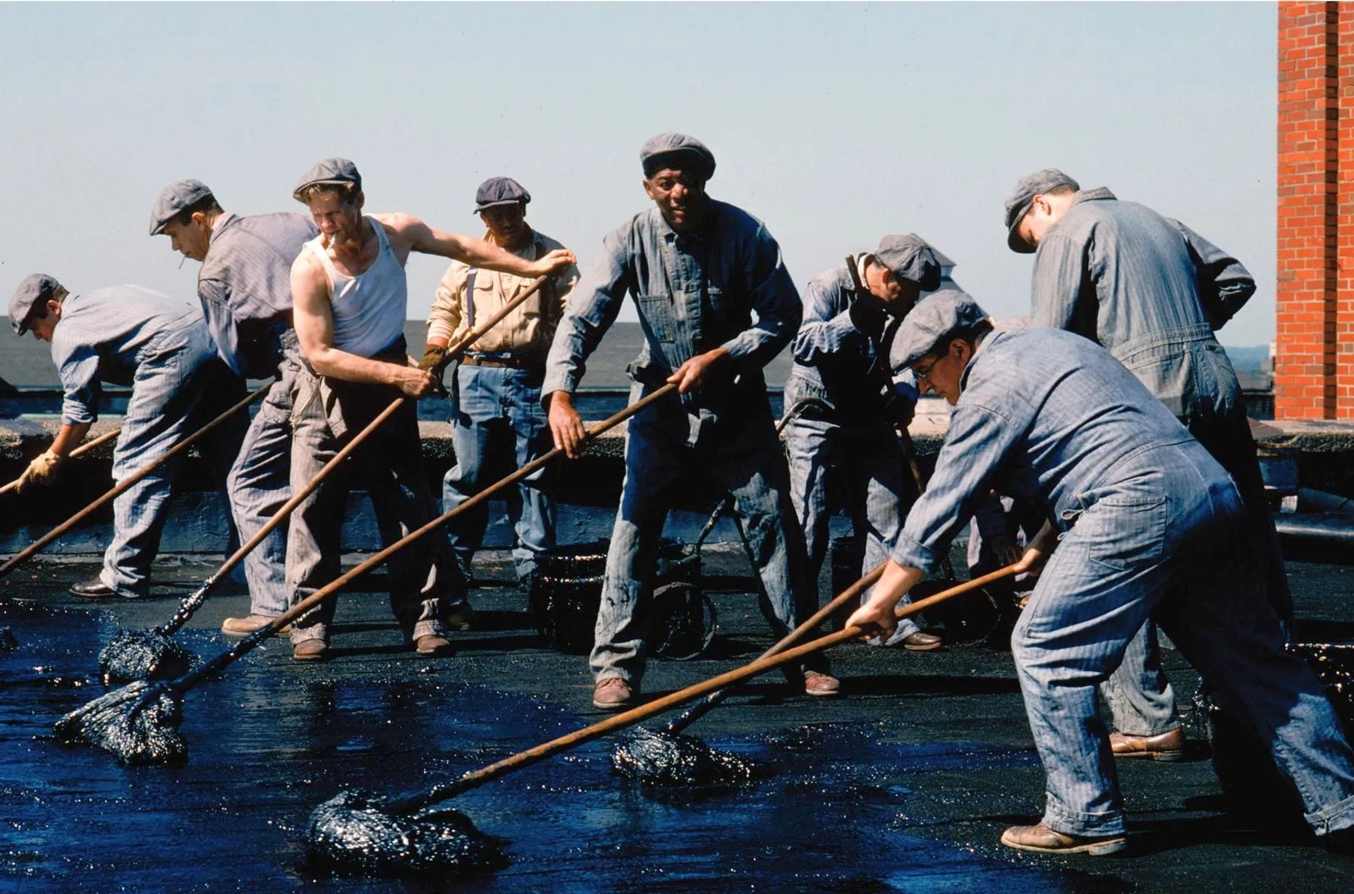 Morgan Freeman, William Sadler, Larry Brandenburg, Neil Giuntoli, Brian Libby, David Proval, and James Whitmore in The Shawshank Redemption (1994)