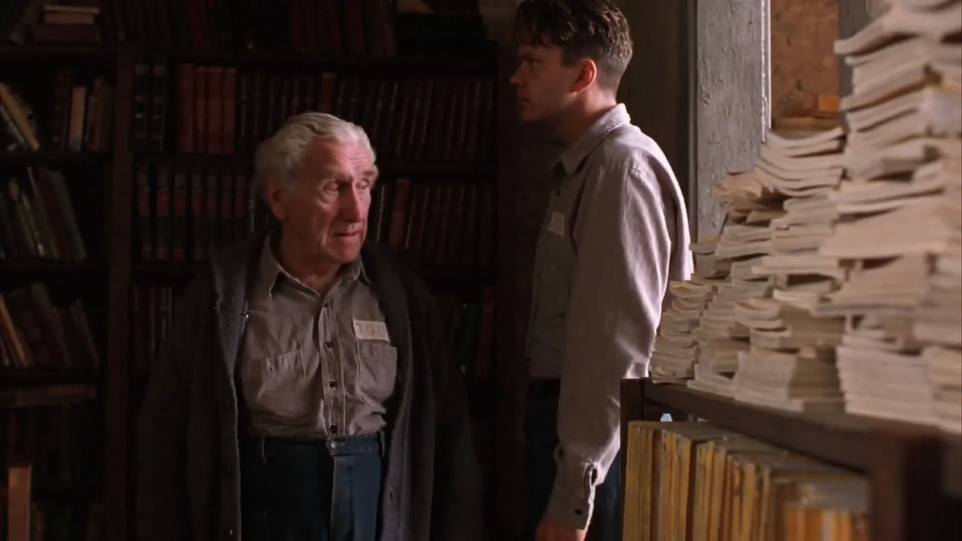 Tim Robbins and James Whitmore in The Shawshank Redemption (1994)