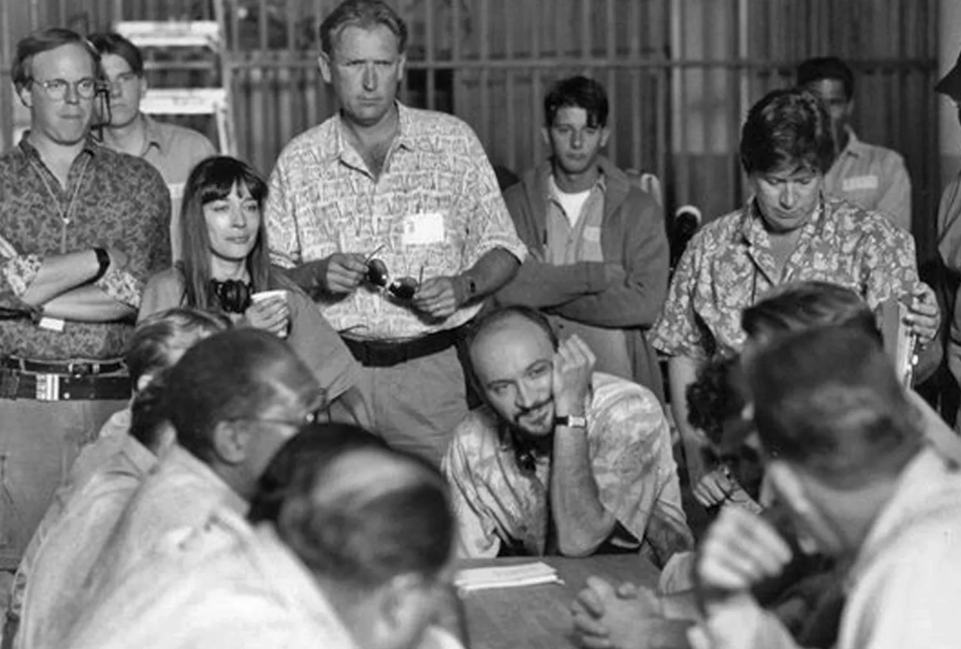 Listening to Frank Darabont during rehearsal.