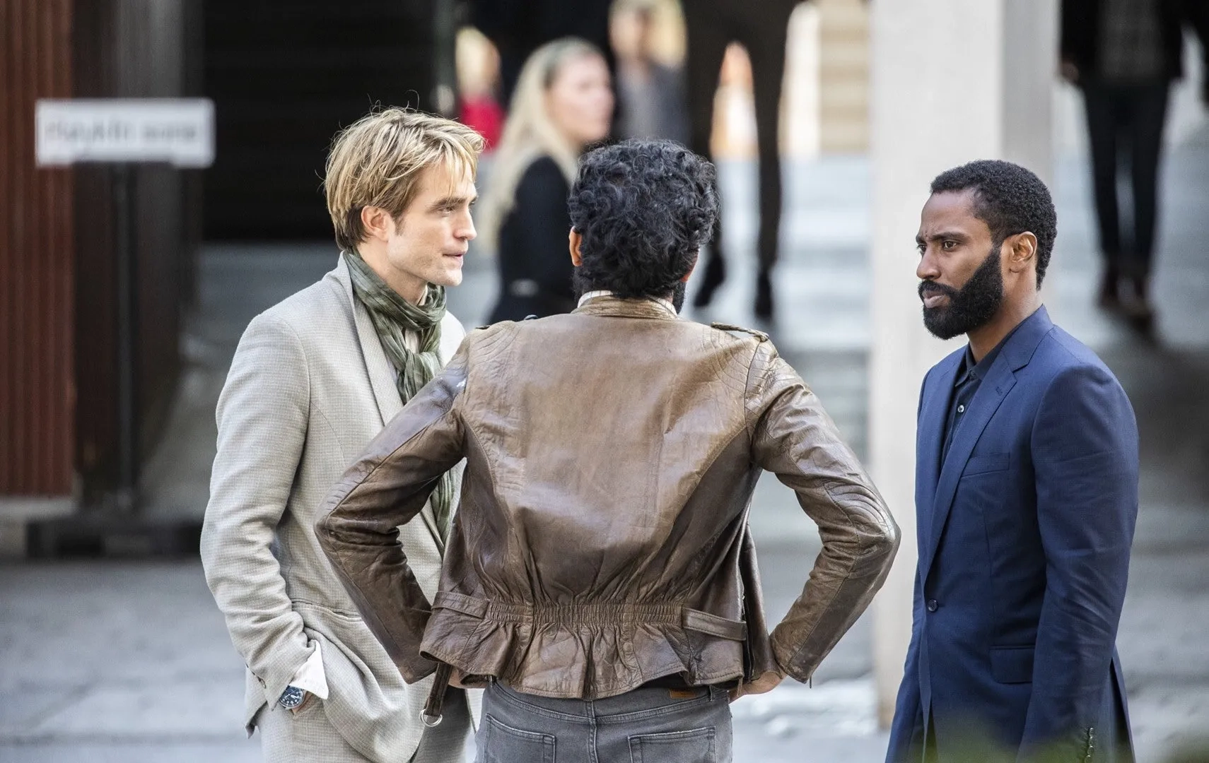 John David Washington, Robert Pattinson, and Himesh Patel in Tenet (2020)