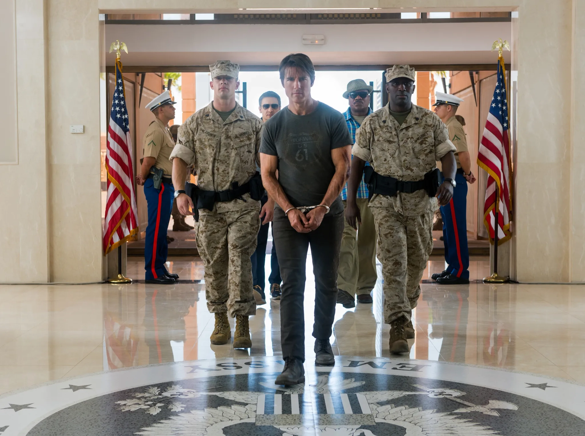 Tom Cruise, Ving Rhames, Jeremy Renner, and Jermaine Liburd in Mission: Impossible - Rogue Nation (2015)