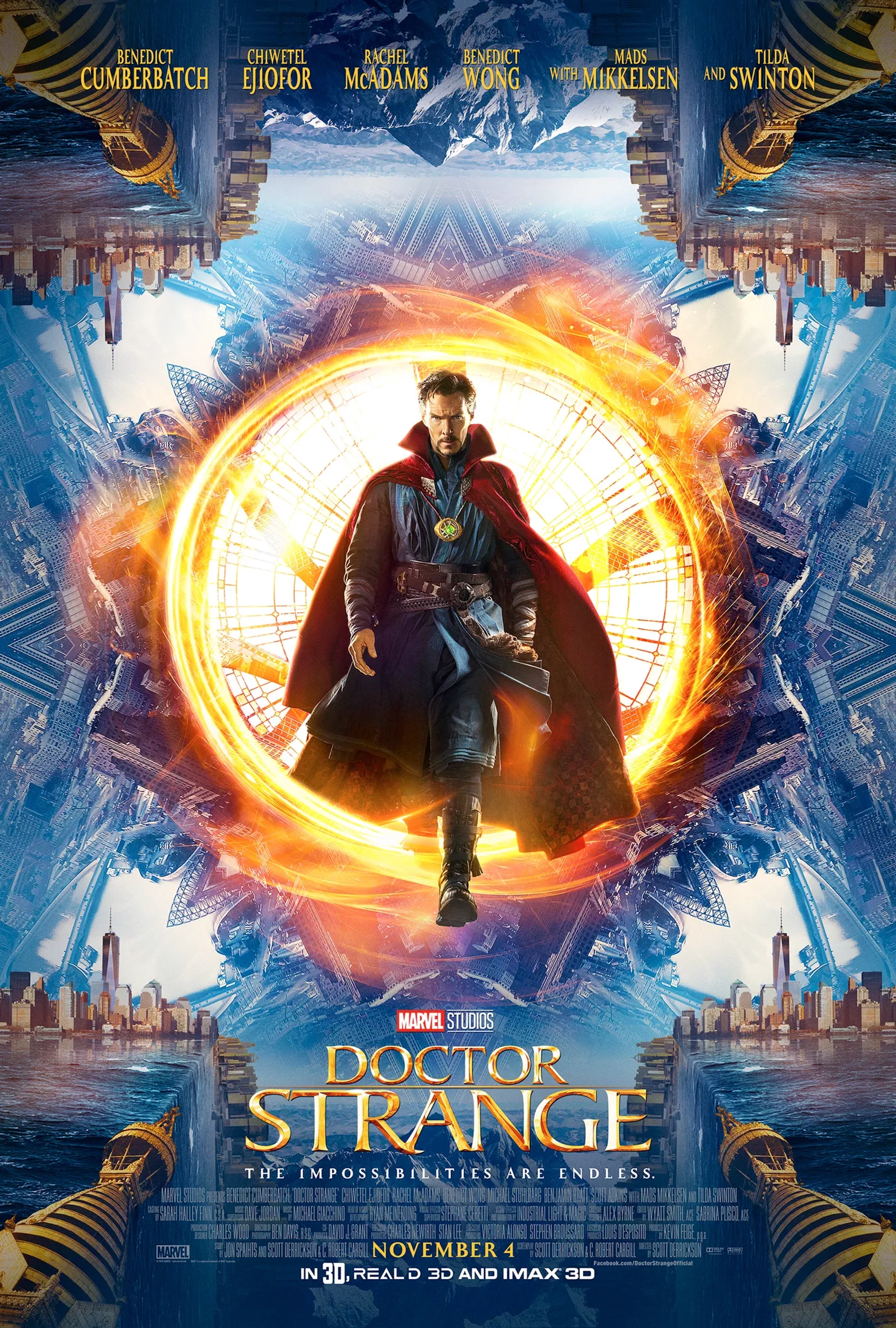 Chiwetel Ejiofor, Mads Mikkelsen, Tilda Swinton, Benedict Wong, Rachel McAdams, and Benedict Cumberbatch in Doctor Strange (2016)