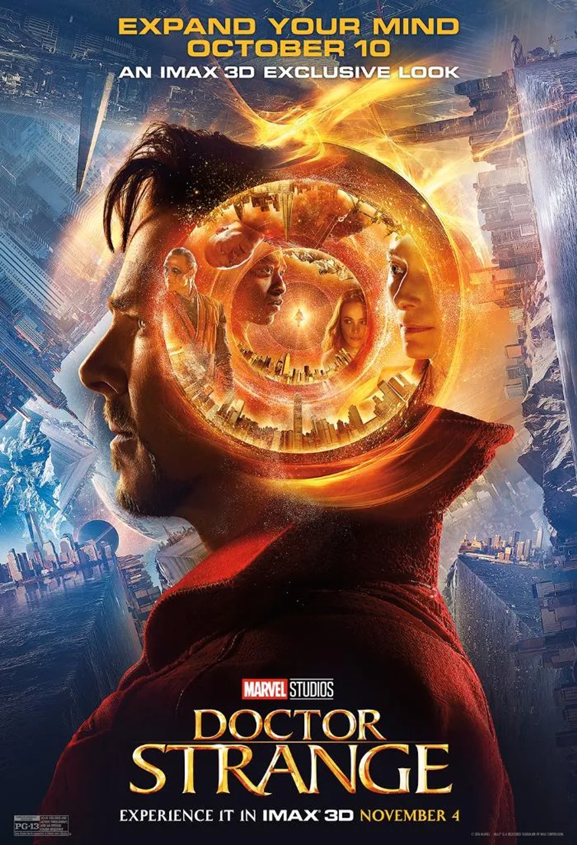 Chiwetel Ejiofor, Mads Mikkelsen, Tilda Swinton, Benedict Wong, Rachel McAdams, and Benedict Cumberbatch in Doctor Strange (2016)
