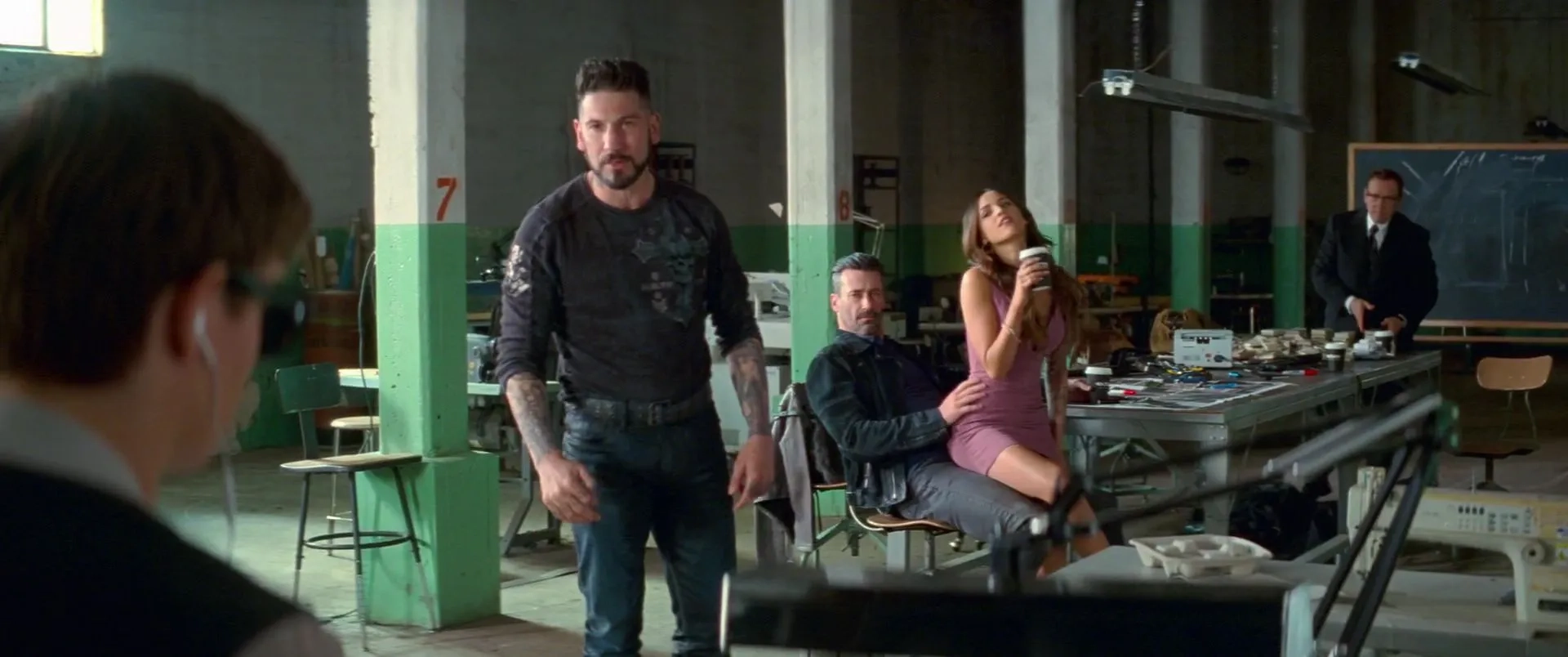 Kevin Spacey, Jon Hamm, Jon Bernthal, Eiza González, and Ansel Elgort in Baby Driver (2017)