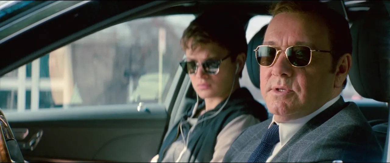 Kevin Spacey and Ansel Elgort in Baby Driver (2017)