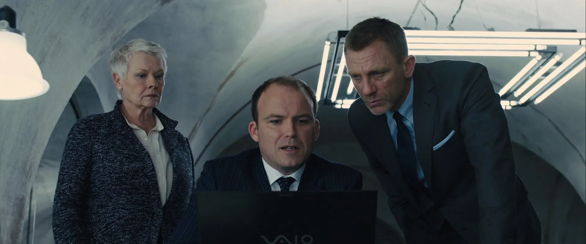 Judi Dench, Daniel Craig, and Rory Kinnear in Skyfall (2012)