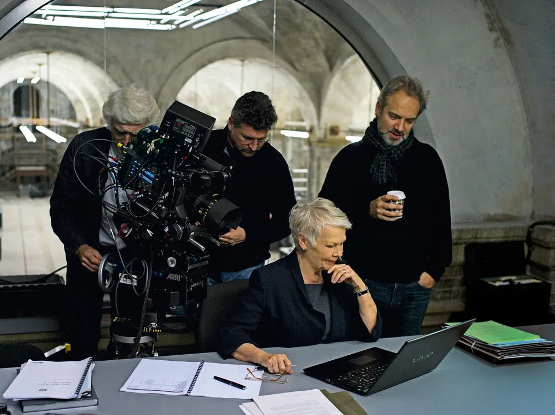 Judi Dench, Sam Mendes, and Roger Deakins in Skyfall (2012)