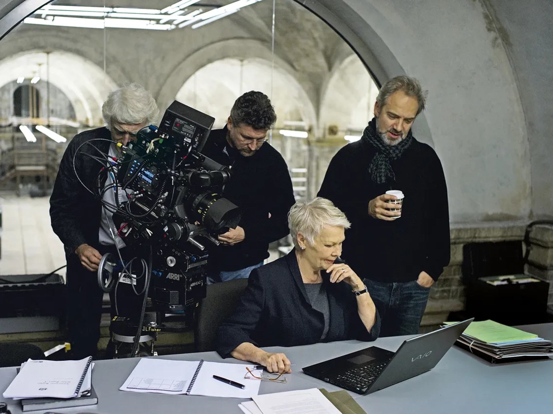 Judi Dench, Sam Mendes, and Roger Deakins in Skyfall (2012)