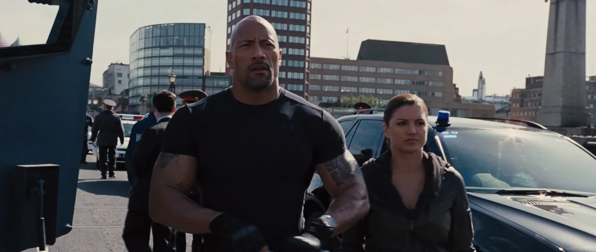 Dwayne Johnson and Gina Carano in Fast & Furious 6 (2013)