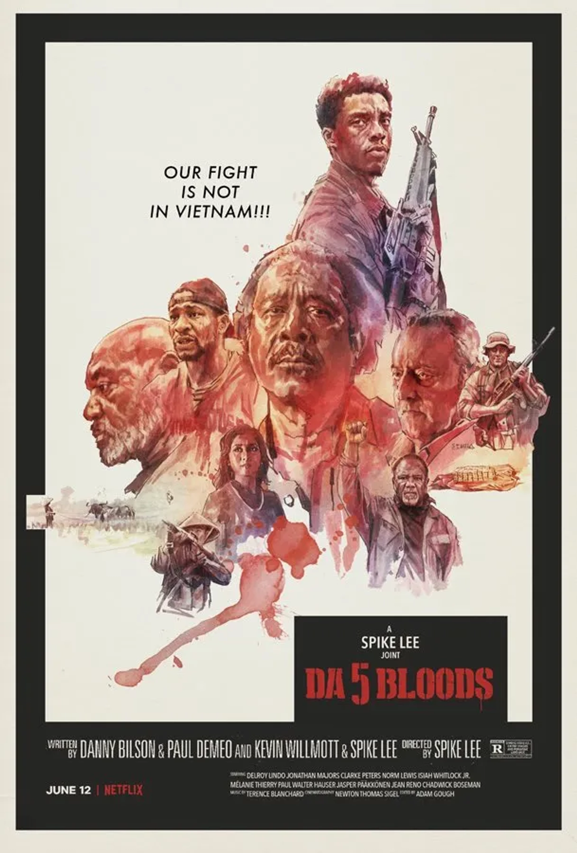 Jean Reno, Delroy Lindo, Norm Lewis, Clarke Peters, Isiah Whitlock Jr., Chadwick Boseman, Jonathan Majors, and Quoc Tuan in Da 5 Bloods (2020)