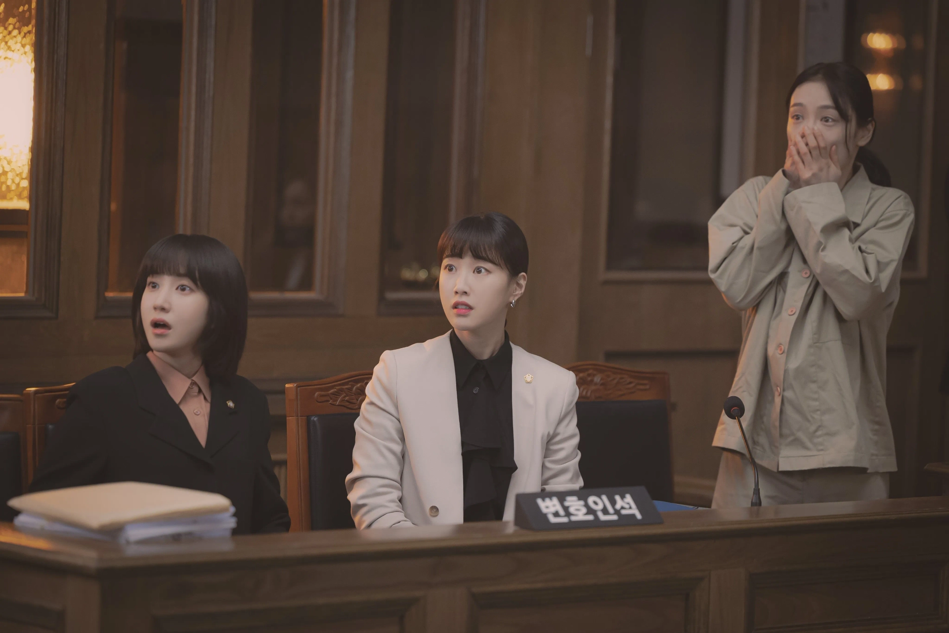 Kim Hieora, Park Eun-bin, and Ha Yoon-kyung in Extraordinary Attorney Woo (2022)