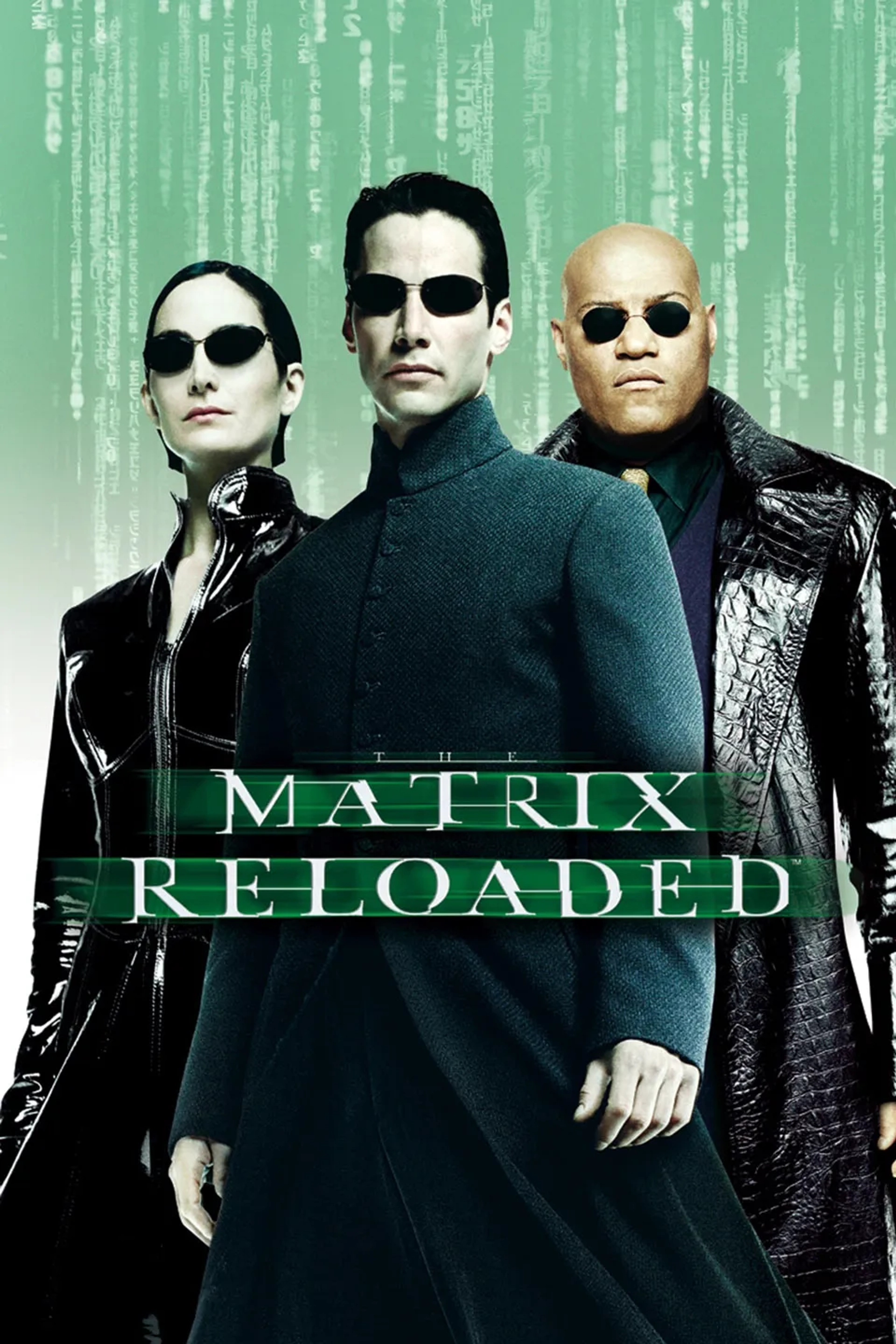 Keanu Reeves, Laurence Fishburne, and Carrie-Anne Moss in The Matrix Reloaded (2003)