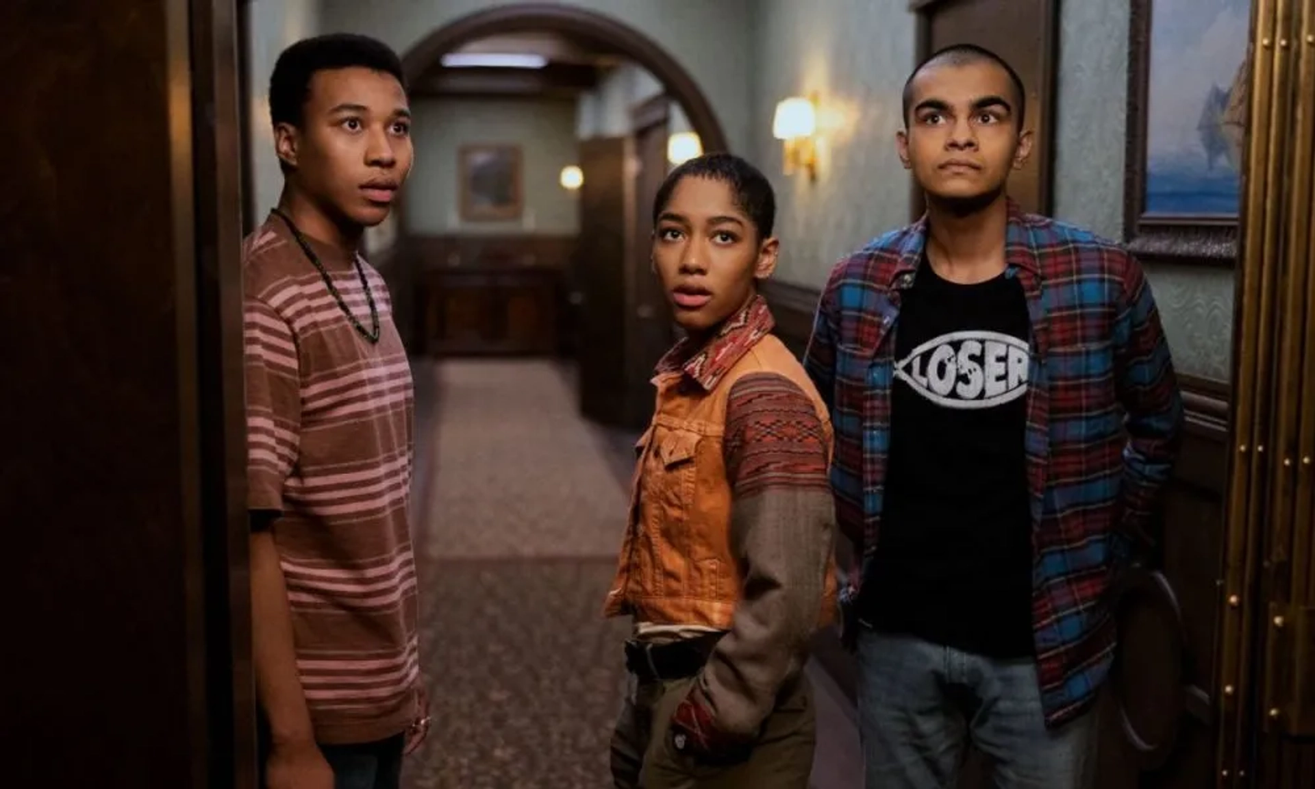 Sauriyan Sapkota, Iman Benson, and William Chris Sumpter in The Midnight Club (2022)