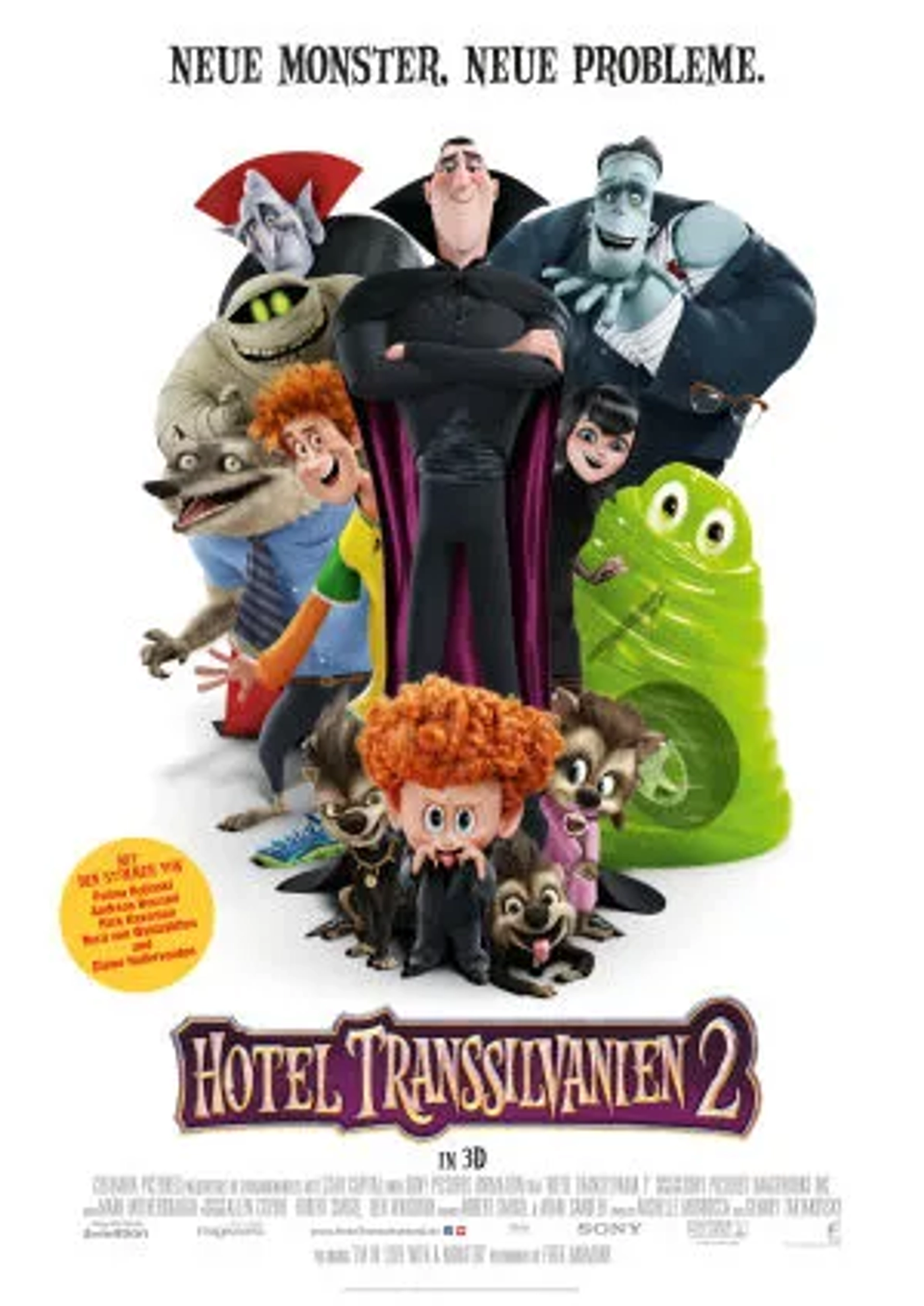 Steve Buscemi, Mel Brooks, Adam Sandler, David Spade, Kevin James, Jonny Solomon, Keegan-Michael Key, Selena Gomez, Andy Samberg, Sadie Sandler, and Asher Blinkoff in Hotel Transylvania 2 (2015)