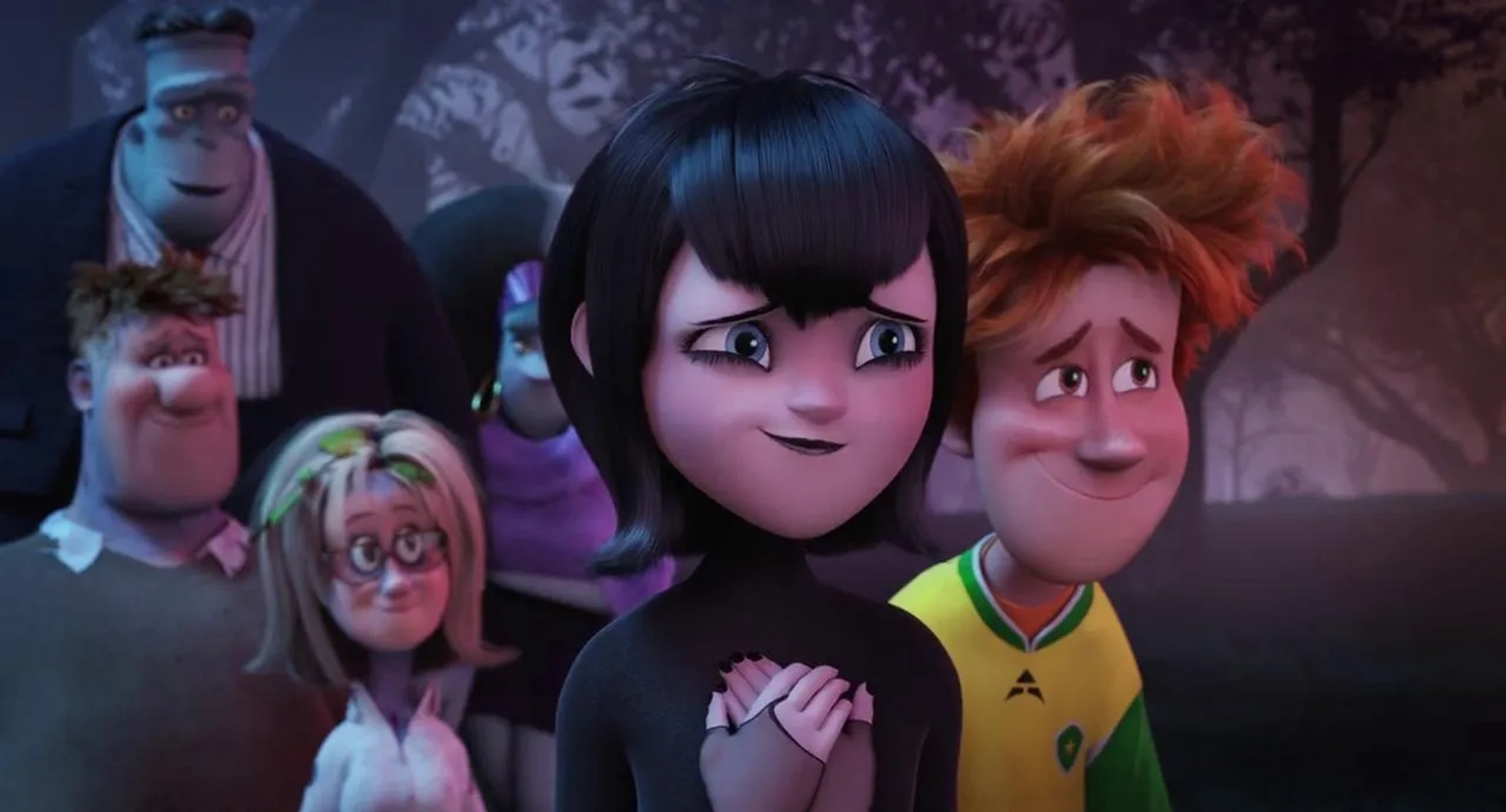 Fran Drescher, Megan Mullally, Kevin James, Nick Offerman, Selena Gomez, and Andy Samberg in Hotel Transylvania 2 (2015)