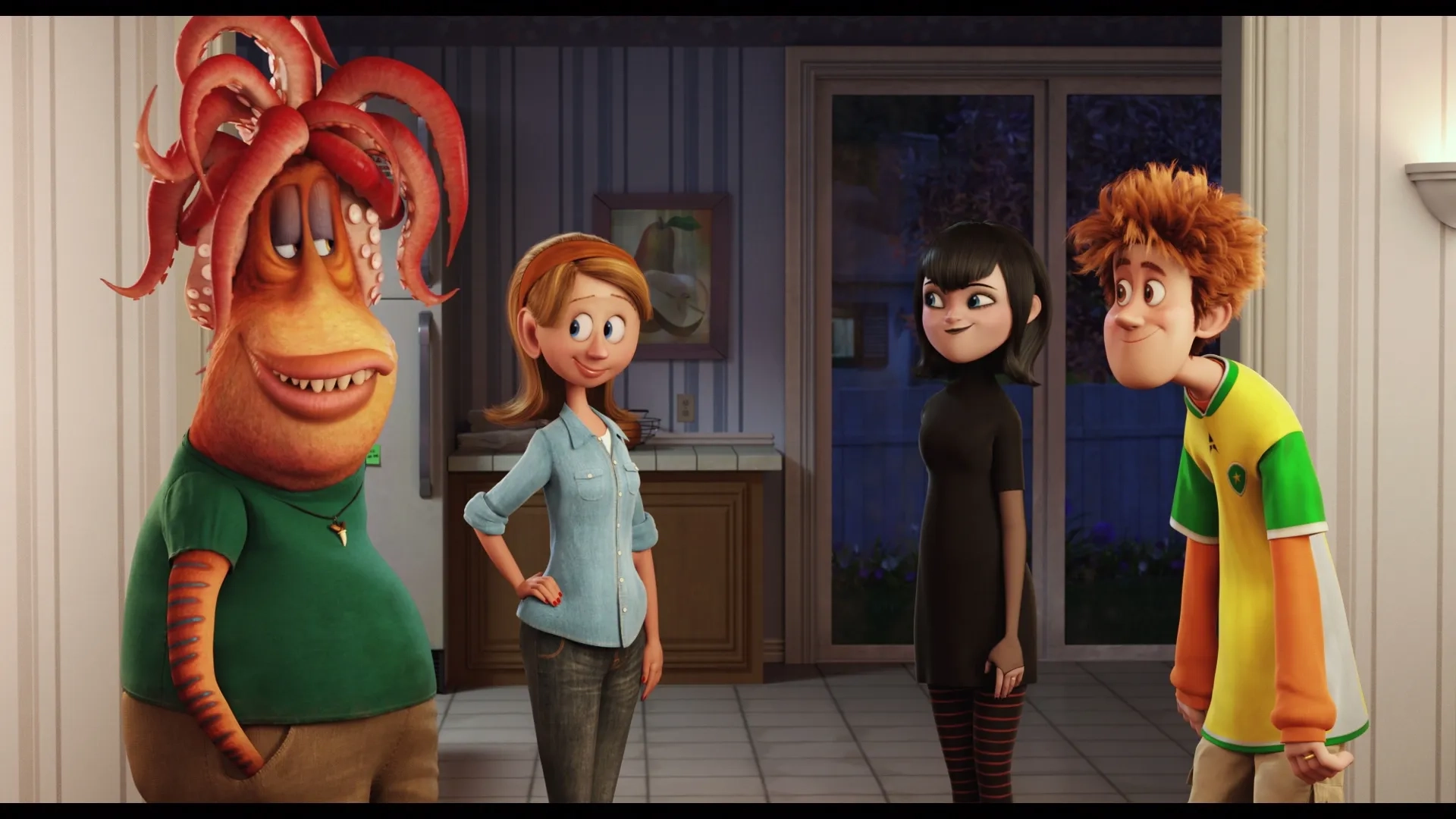 Adam Sandler, Selena Gomez, Andy Samberg, Melissa Sturm, and Paul Brittain in Hotel Transylvania 2 (2015)