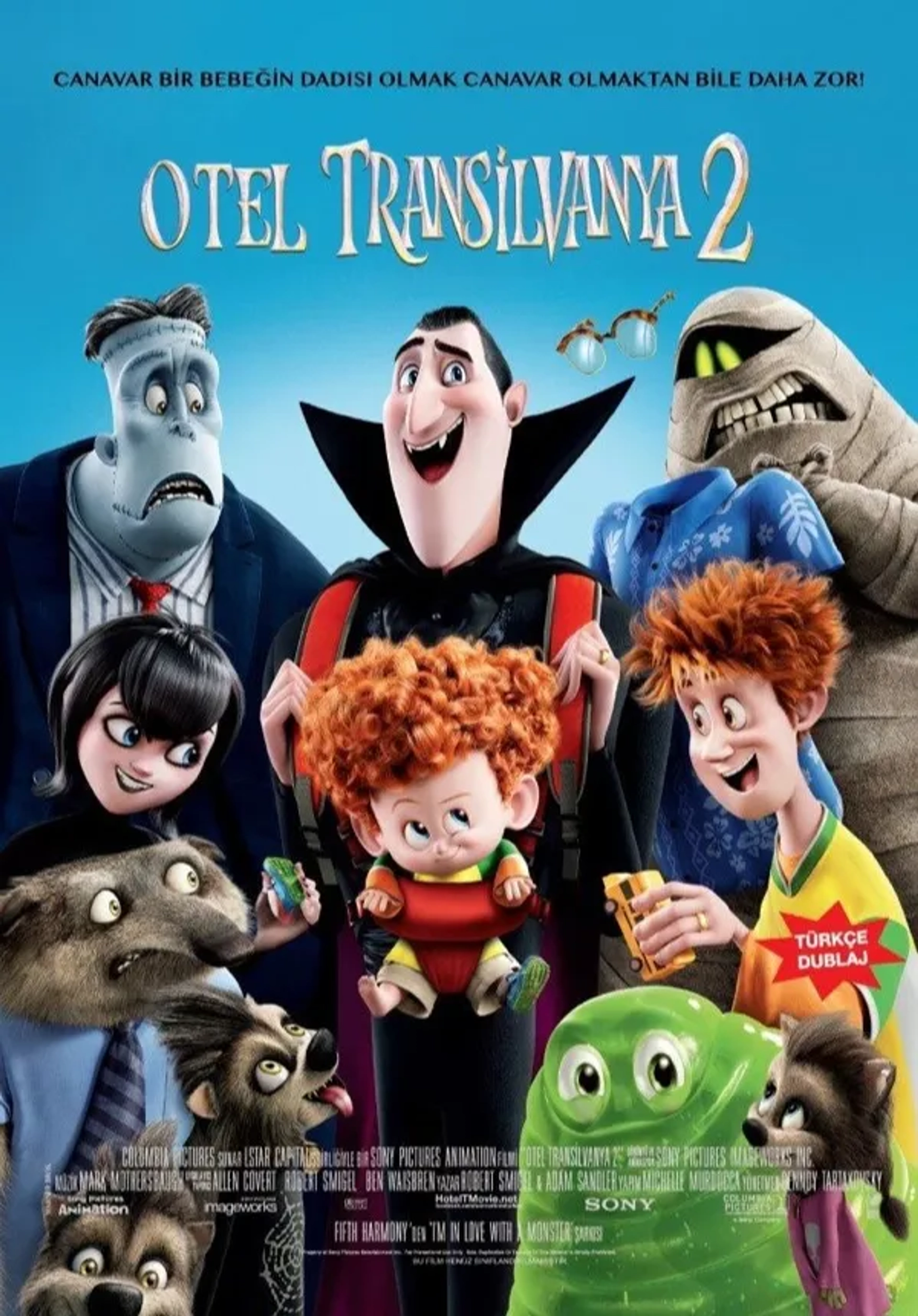 Steve Buscemi, Adam Sandler, David Spade, Kevin James, Jonny Solomon, Keegan-Michael Key, Selena Gomez, Andy Samberg, Sadie Sandler, and Asher Blinkoff in Hotel Transylvania 2 (2015)