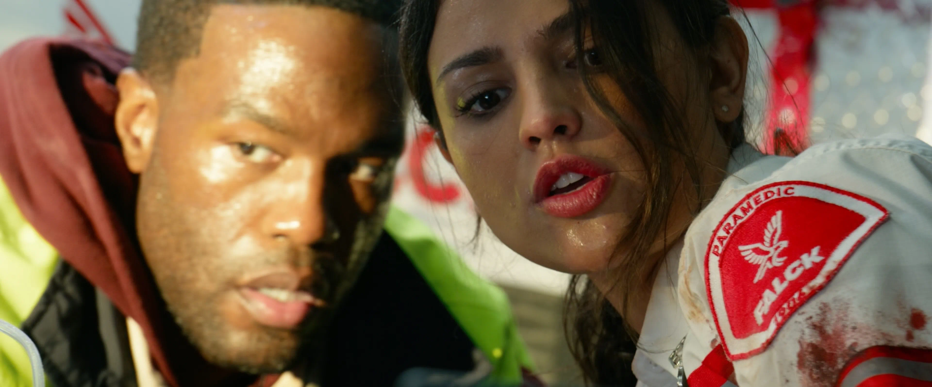 Eiza González and Yahya Abdul-Mateen II in Ambulance (2022)