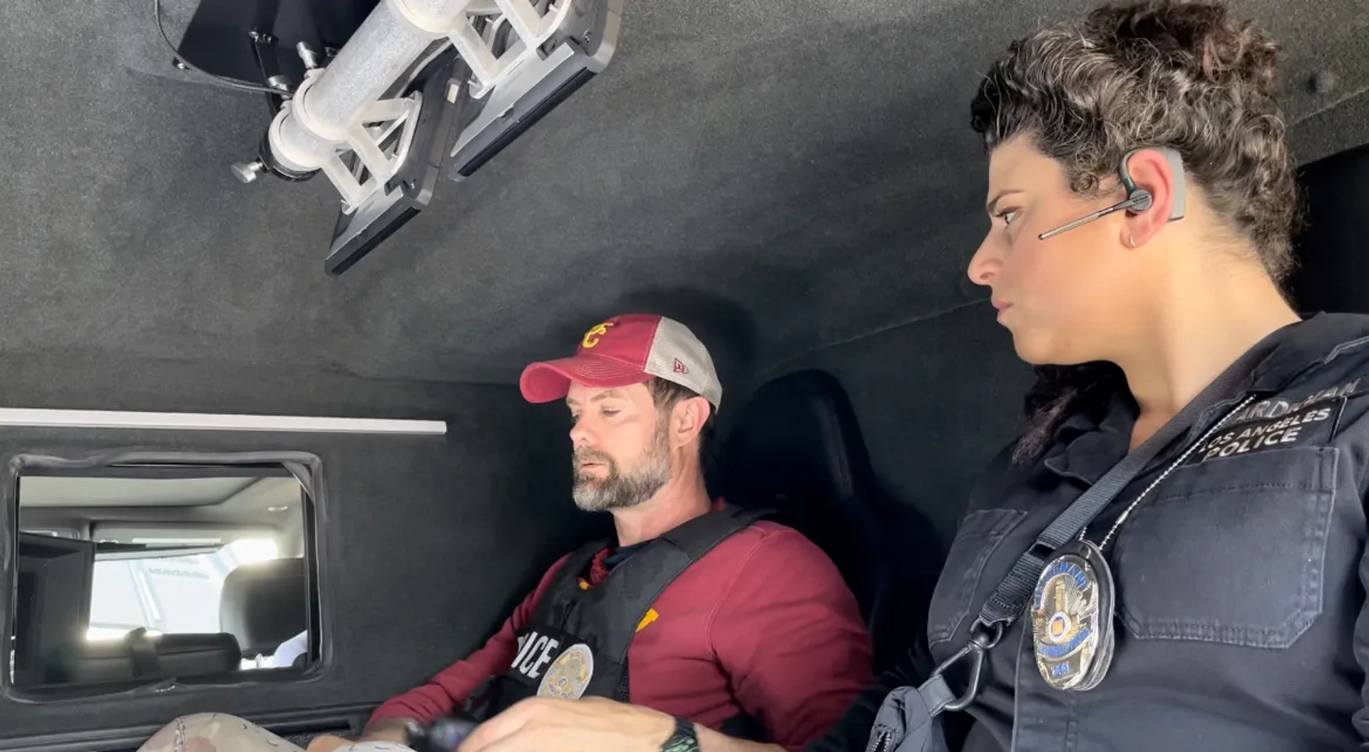 Garret Dillahunt and Olivia Stambouliah in Ambulance (2022)