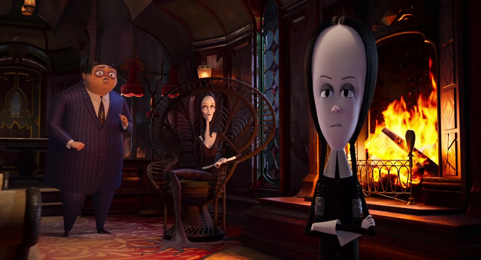 Charlize Theron, Oscar Isaac, and Chloë Grace Moretz in The Addams Family 2 (2021)