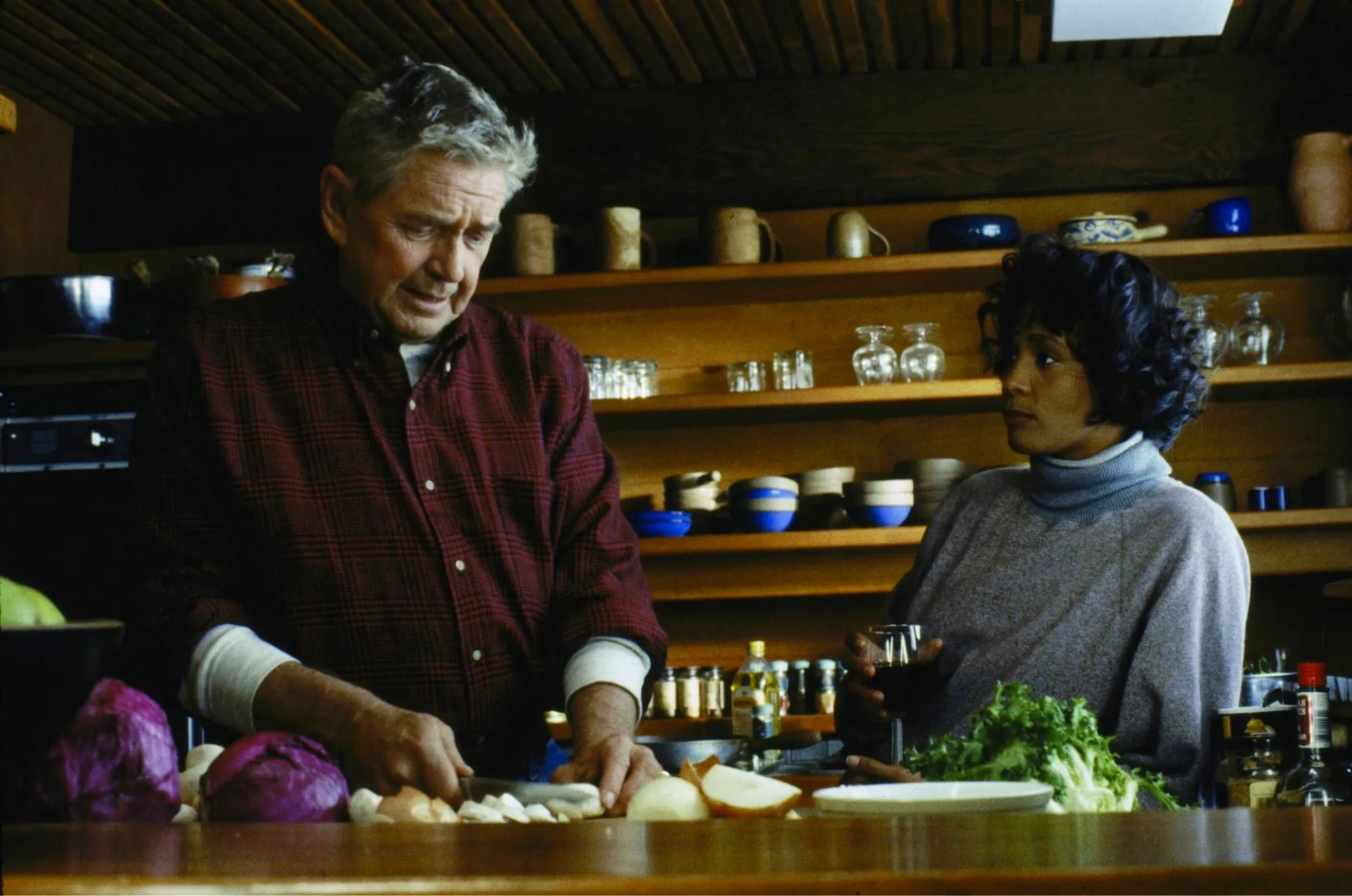 Whitney Houston and Ralph Waite in The Bodyguard (1992)