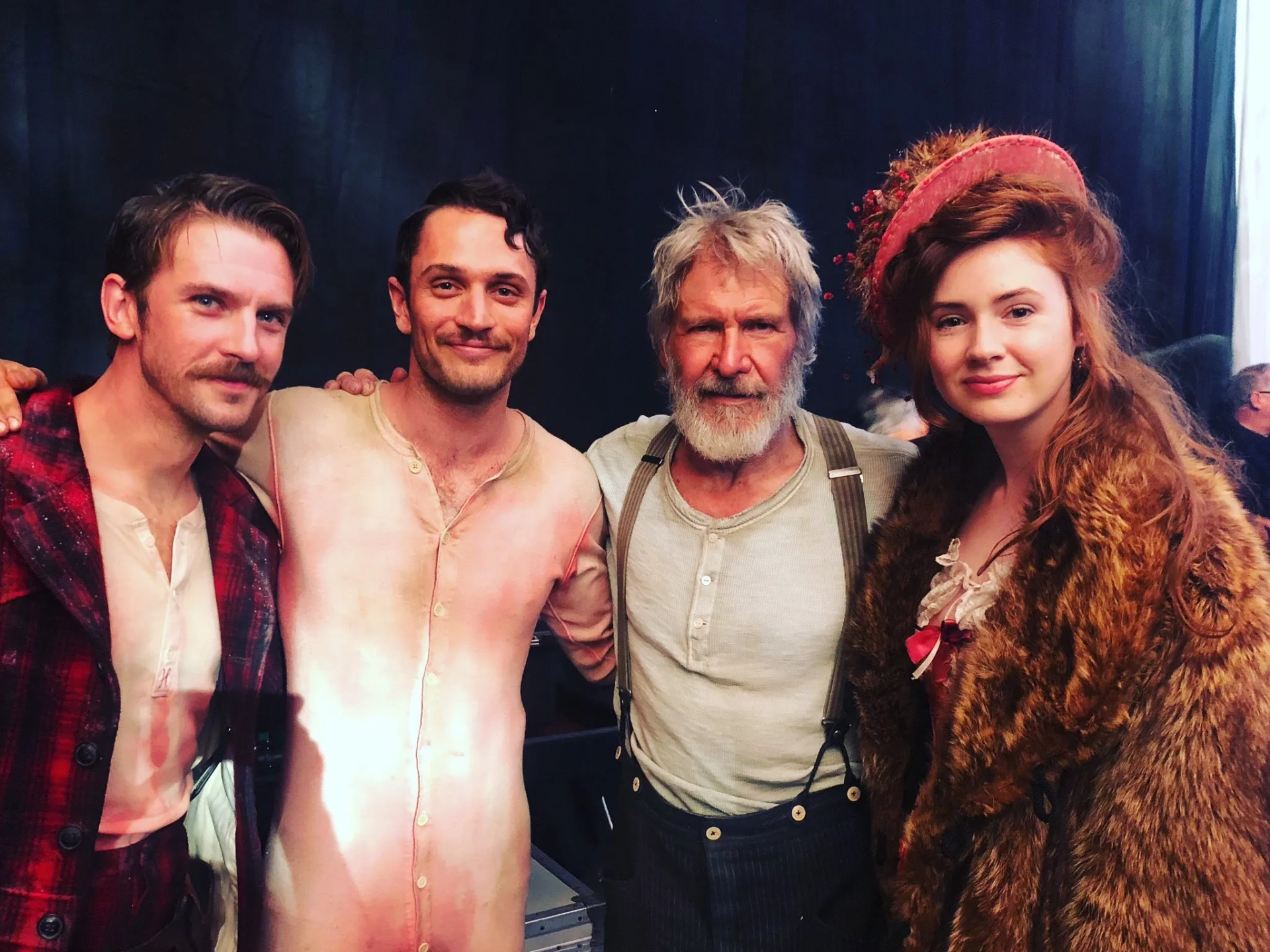 Harrison Ford, Dan Stevens, Karen Gillan, and Colin Woodell in The Call of the Wild (2020)