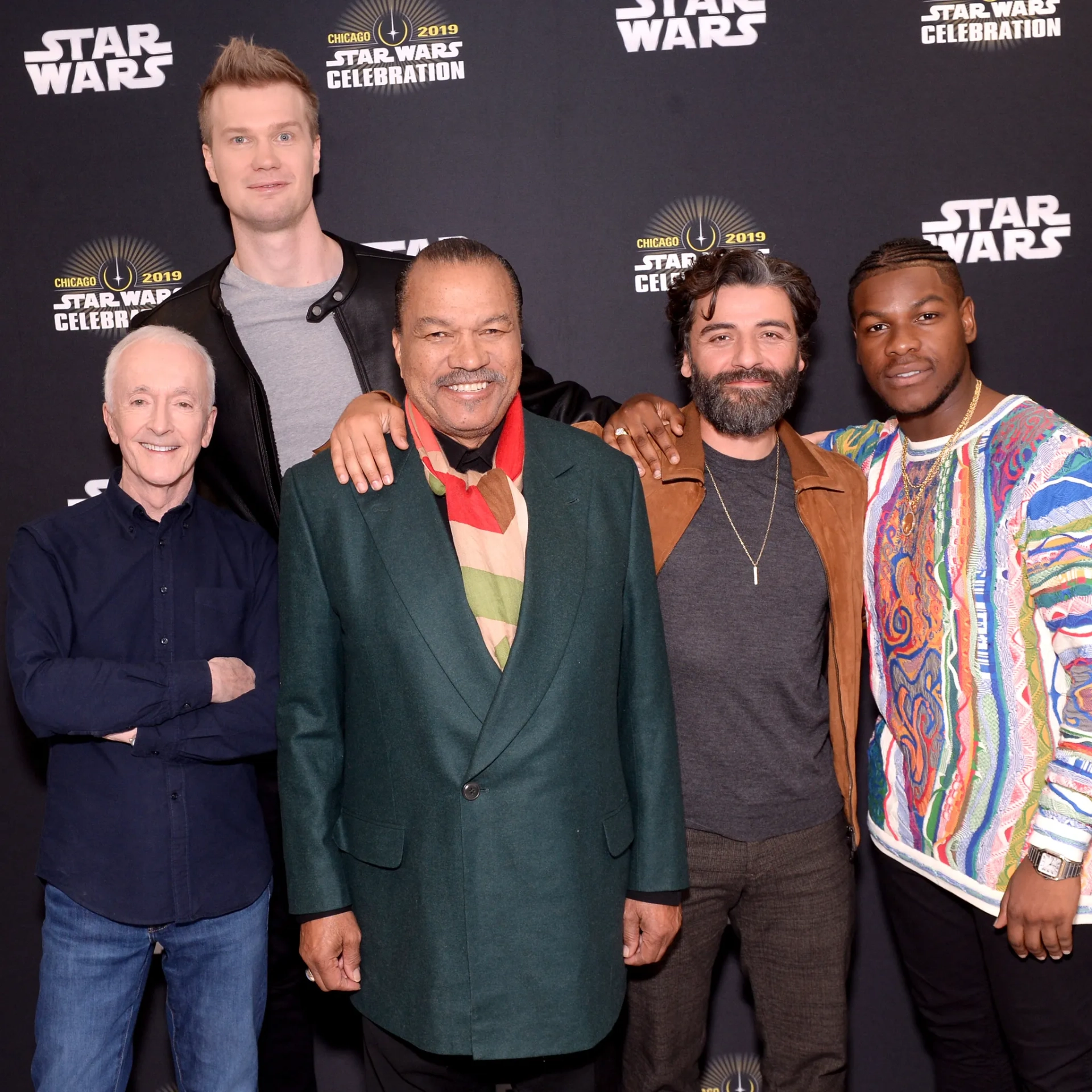 Anthony Daniels, Billy Dee Williams, Oscar Isaac, John Boyega, and Joonas Suotamo at an event for Star Wars: Episode IX - The Rise of Skywalker (2019)