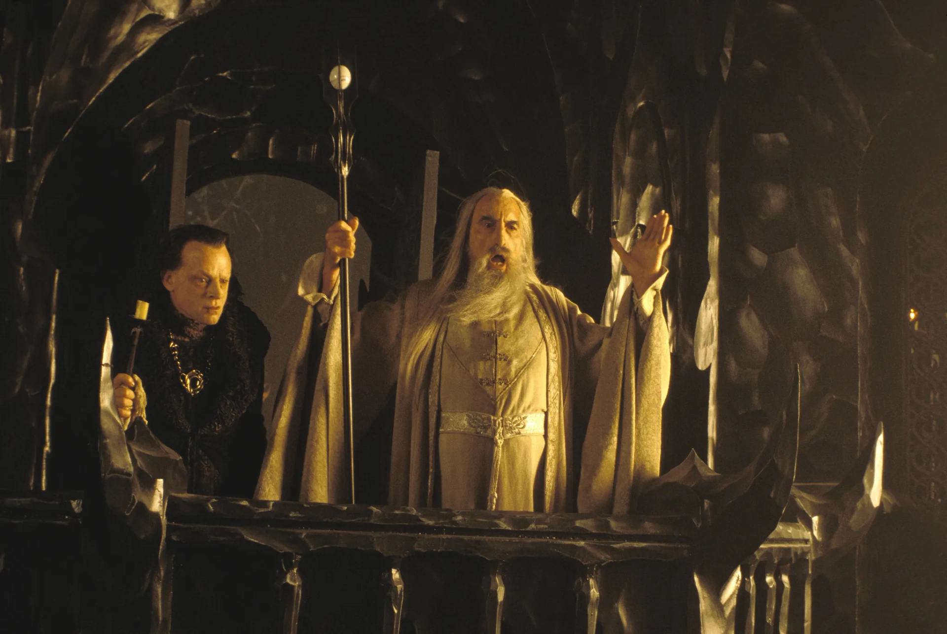 Brad Dourif and Christopher Lee in The Lord of the Rings: The Two Towers (2002)