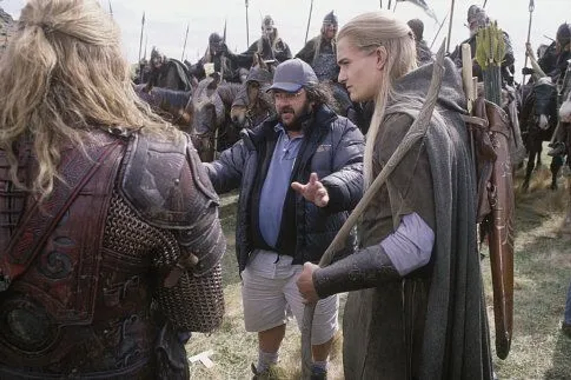 Peter Jackson, Orlando Bloom, and Pierre Vinet in The Lord of the Rings: The Two Towers (2002)