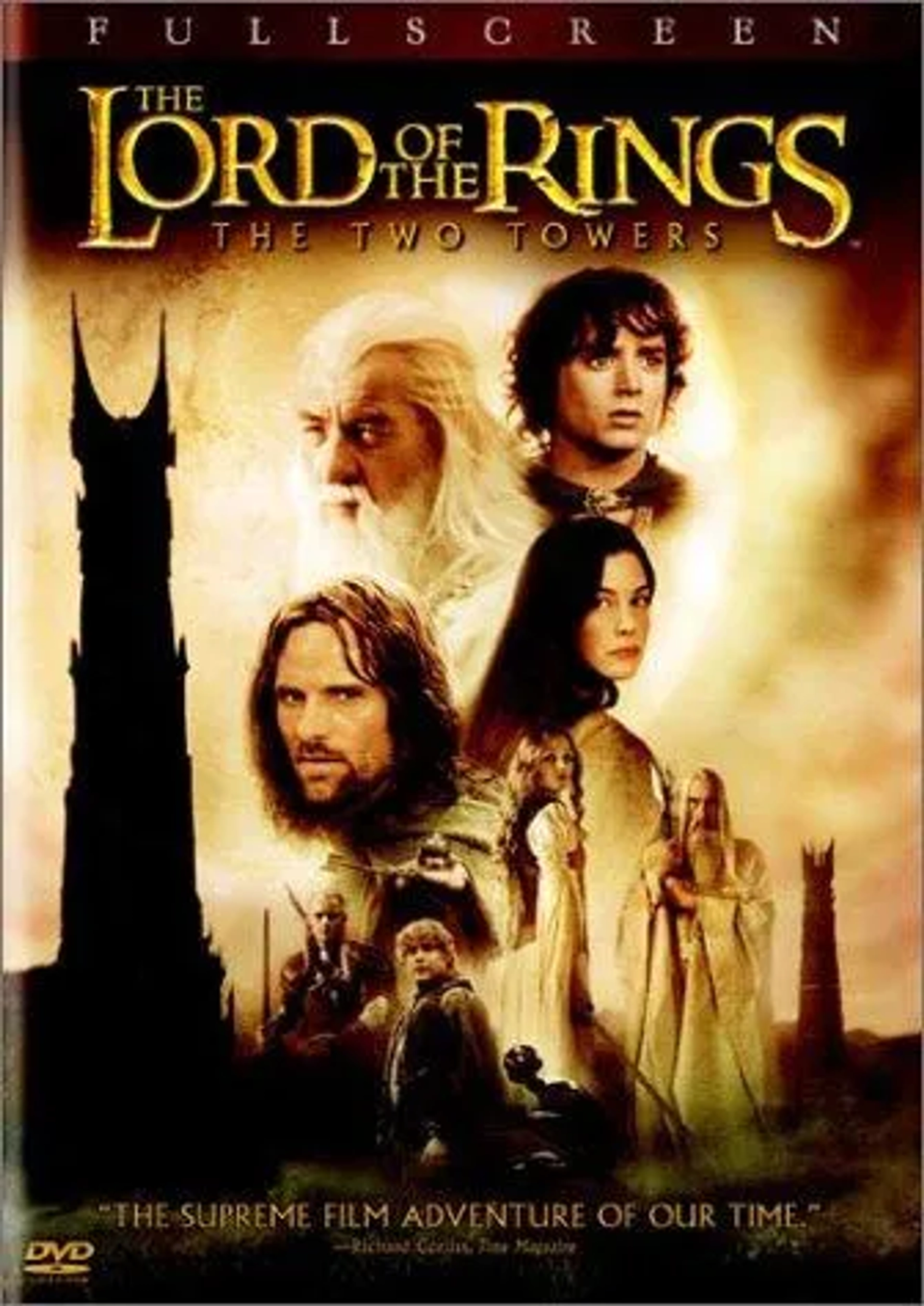 Liv Tyler, Sean Astin, Christopher Lee, Elijah Wood, Viggo Mortensen, Miranda Otto, Ian McKellen, Orlando Bloom, John Rhys-Davies, and Andy Serkis in The Lord of the Rings: The Two Towers (2002)