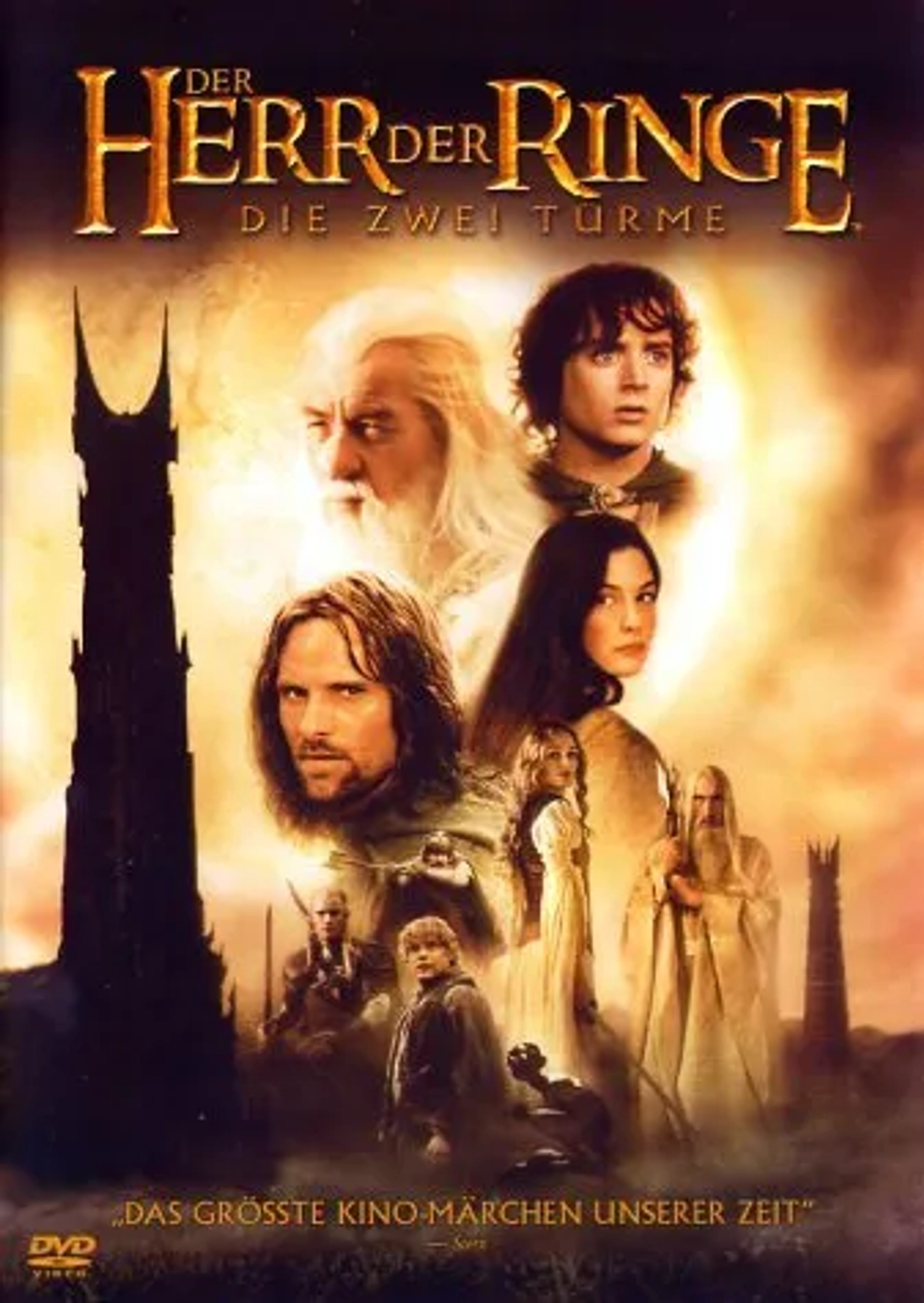 Liv Tyler, Sean Astin, Christopher Lee, Elijah Wood, Viggo Mortensen, Miranda Otto, Ian McKellen, Orlando Bloom, John Rhys-Davies, and Andy Serkis in The Lord of the Rings: The Two Towers (2002)