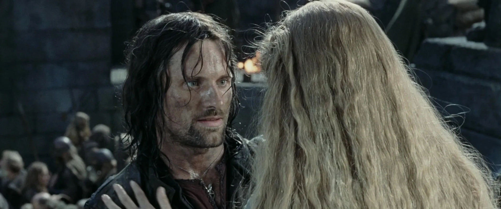 Viggo Mortensen and Miranda Otto in The Lord of the Rings: The Two Towers (2002)