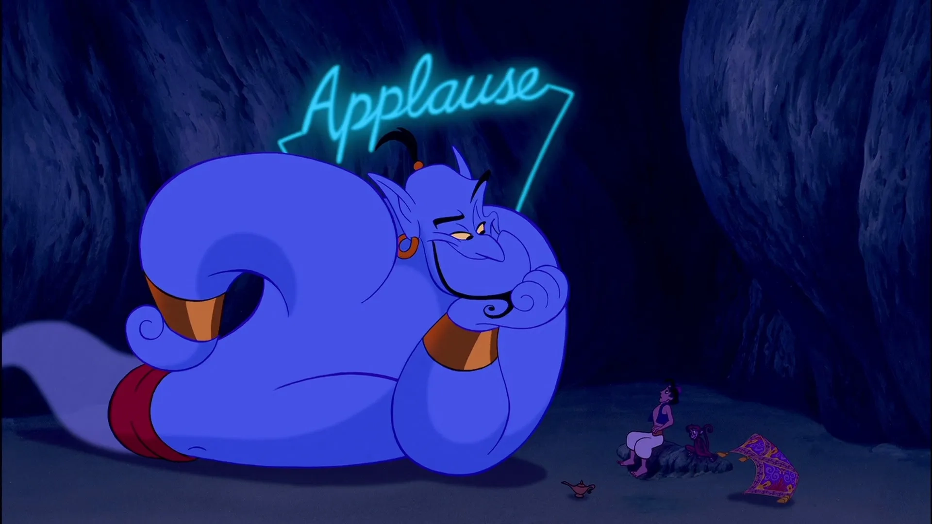 Robin Williams, Scott Weinger, and Frank Welker in Aladdin (1992)