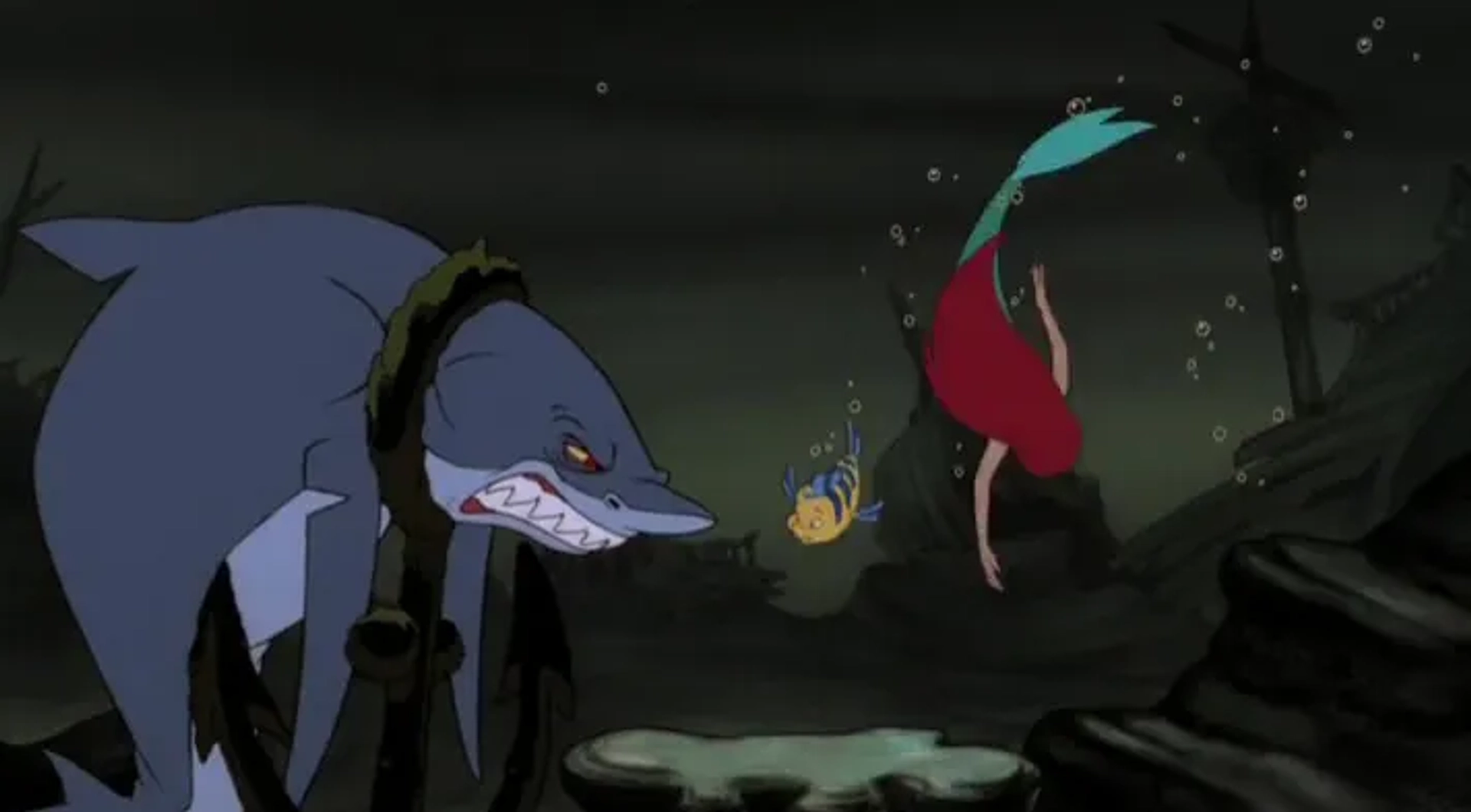Jodi Benson, Jason Marin, and Frank Welker in The Little Mermaid (1989)