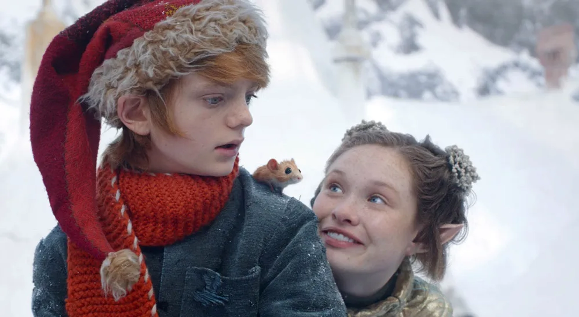 Zoe Colletti and Henry Lawfull in A Boy Called Christmas (2021)