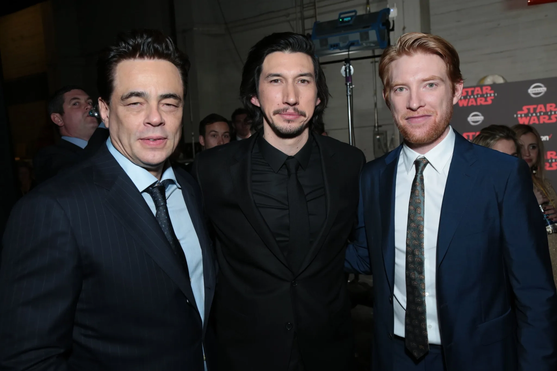 Benicio Del Toro, Domhnall Gleeson, and Adam Driver at an event for Star Wars: Episode VIII - The Last Jedi (2017)